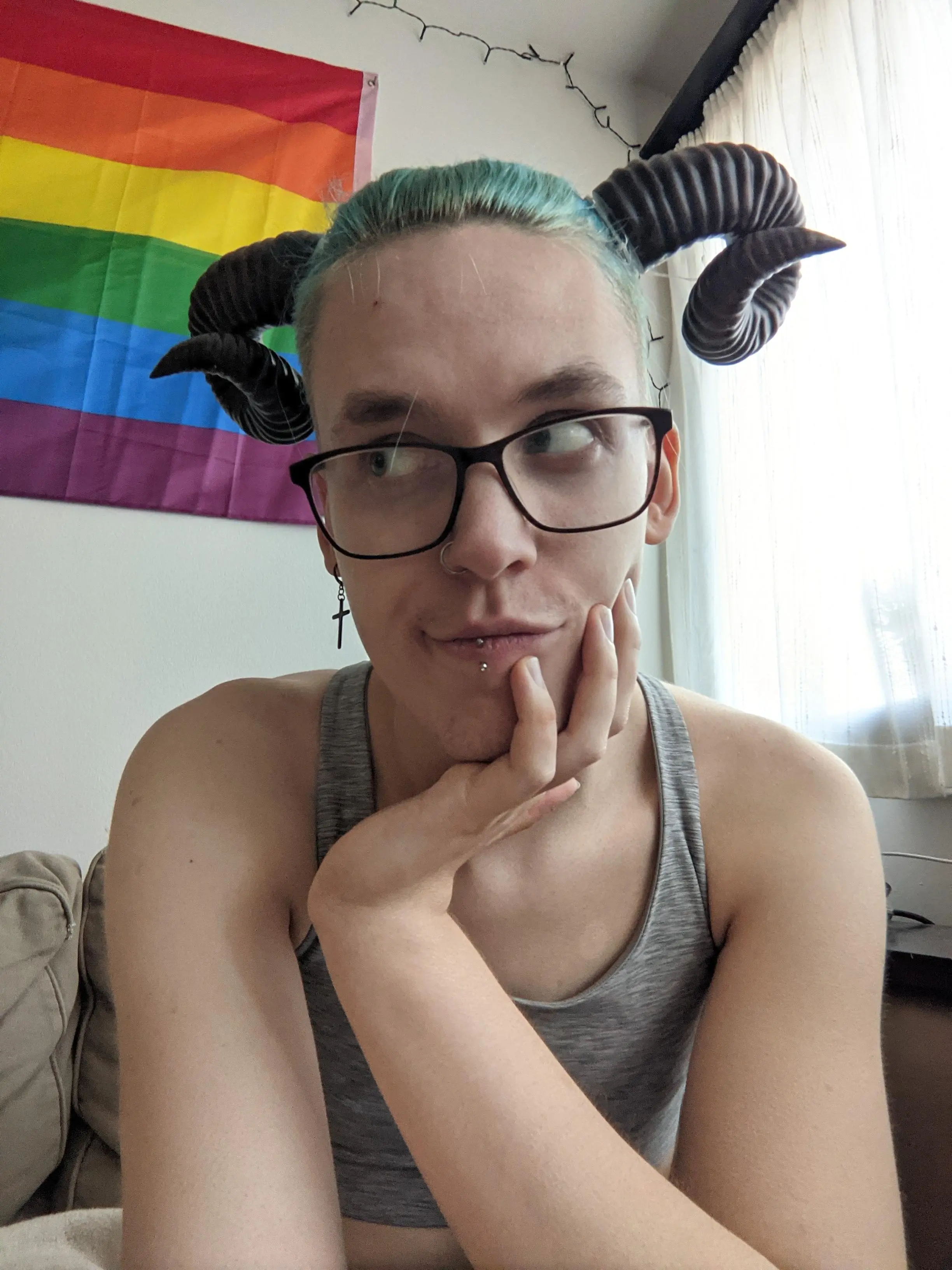 So I have these Tiefling horns I made for LARP'ing. What if I just wore them out in public, with a suit and e-girl demon makeup...