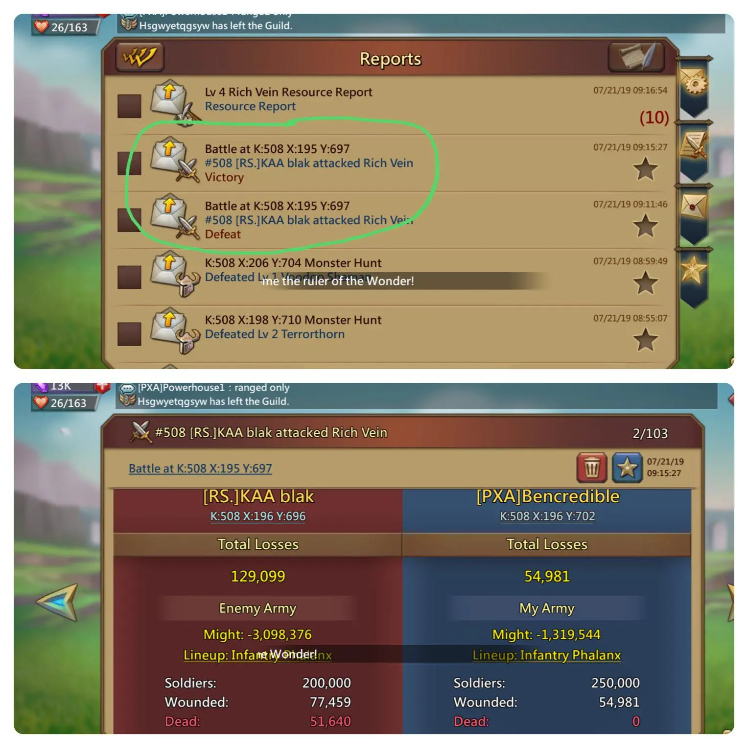 So you attack my tile and kill a couple thousand troops. I go back to ...