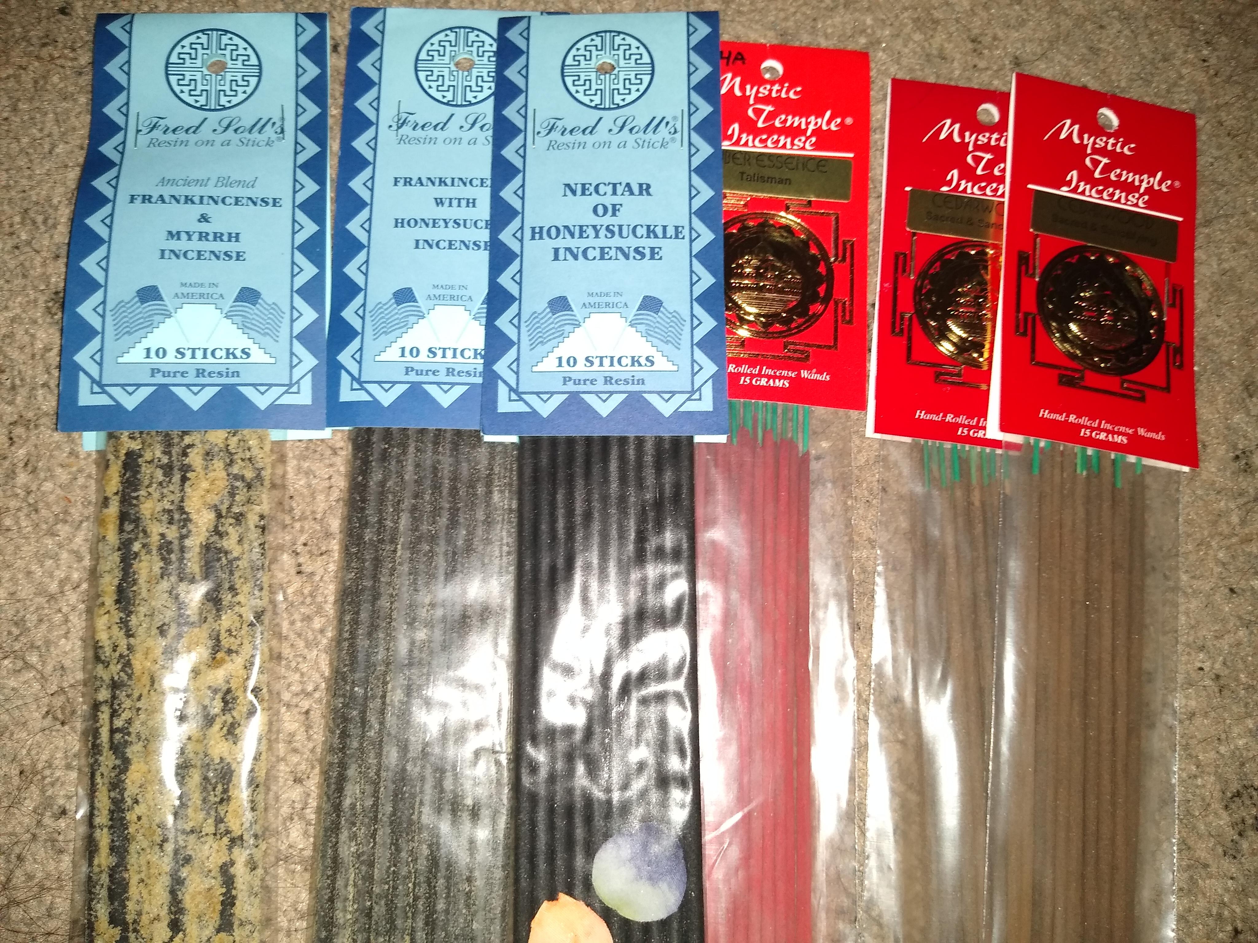 Some Indian incense from local store. Fred Soll and Mystic Temple