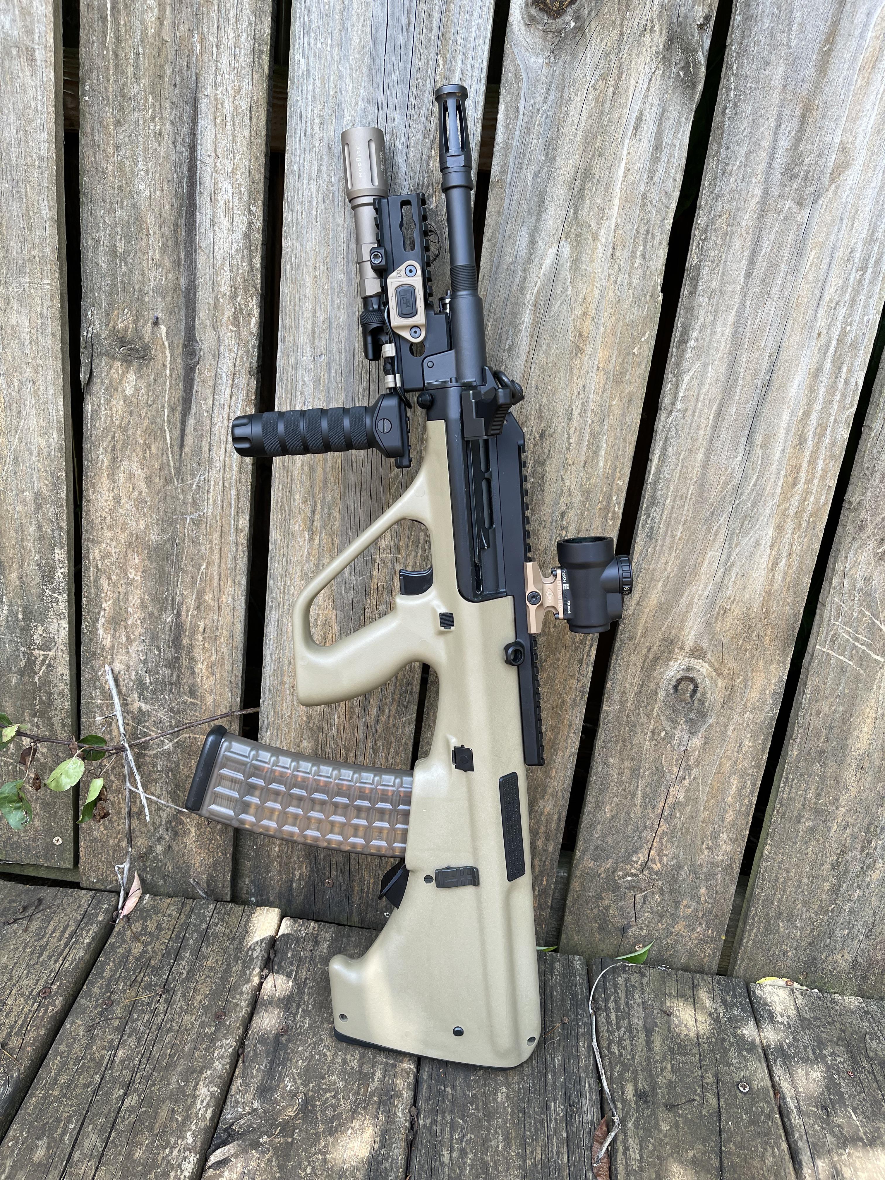 Steyr AUG A3 M1 w/ Corvus Defensio forward rail, receiver rail, mag ...