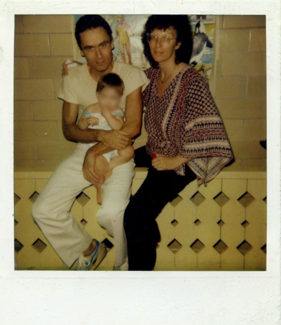 Ted Bundy and Carole Ann Boone with their daughter Rosa. In Death Row
