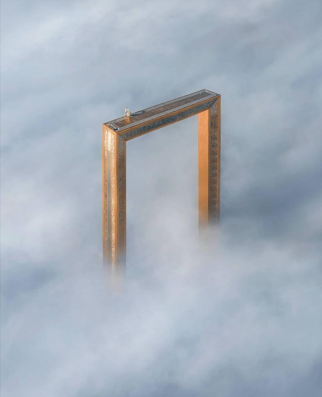 The Frame building in Dubai on a cloudy day, photographed by Sebastien ...