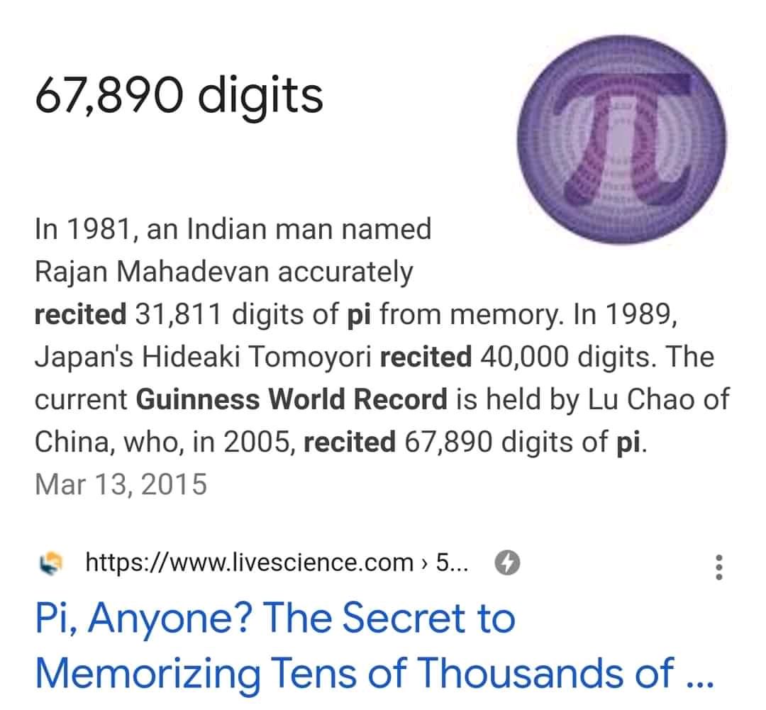 memorizing digits of pi world record