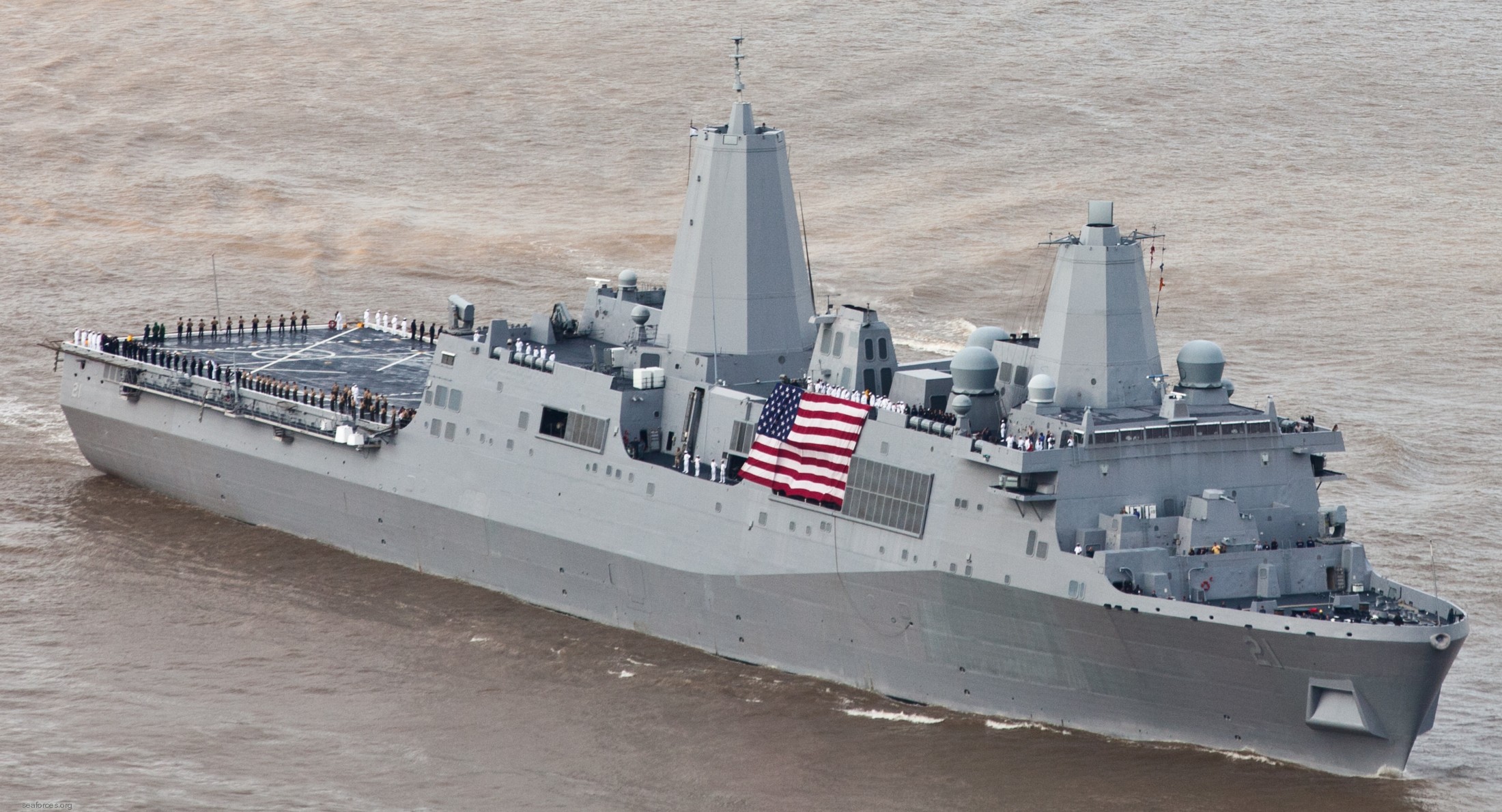 The USS New York, a ship in the US Navy forged partially from steel ...