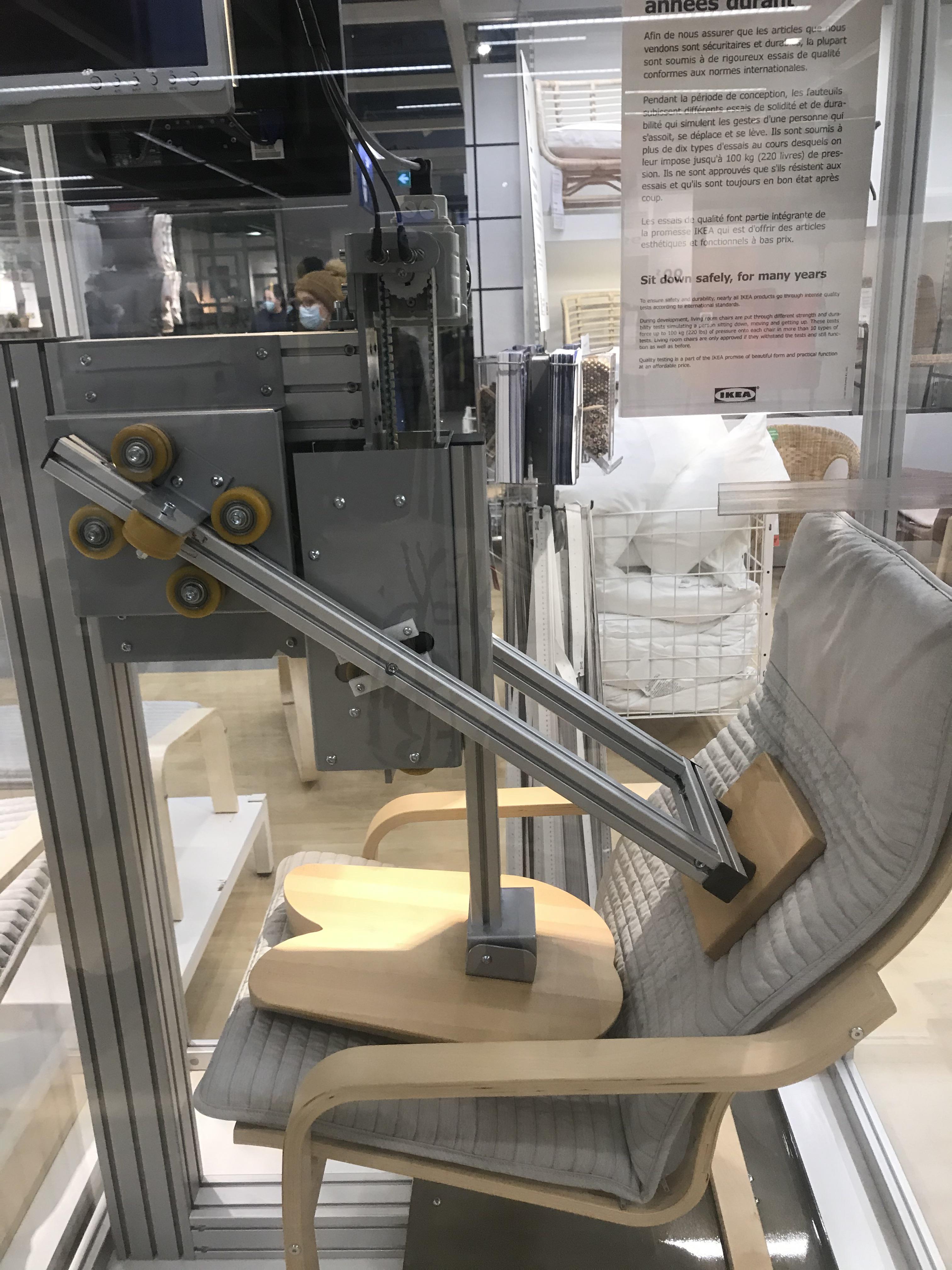 This machine at IKEA that mimics sitting down on a chair over and over