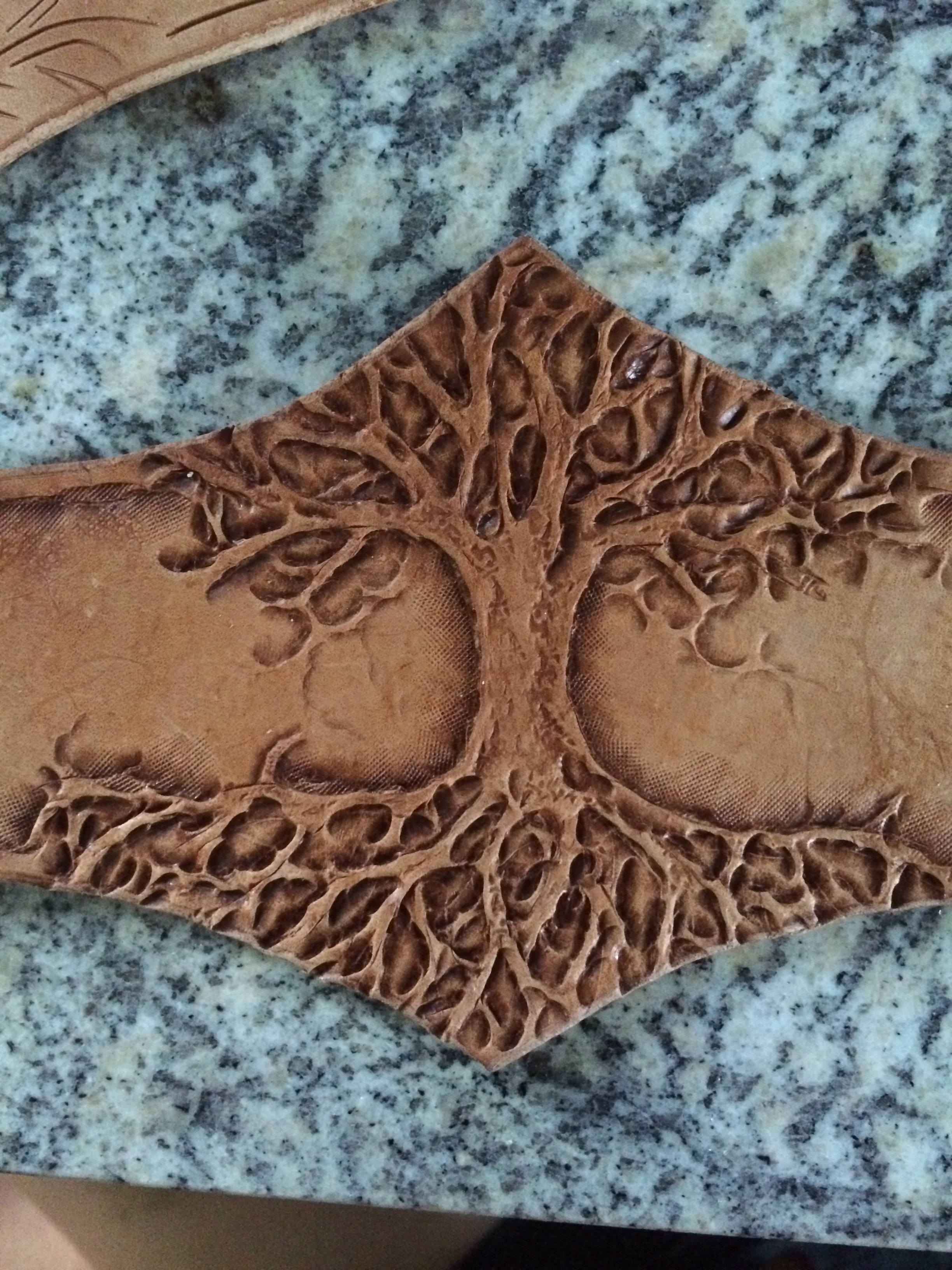 Tooled leather tree of life cuff I made today | Scrolller