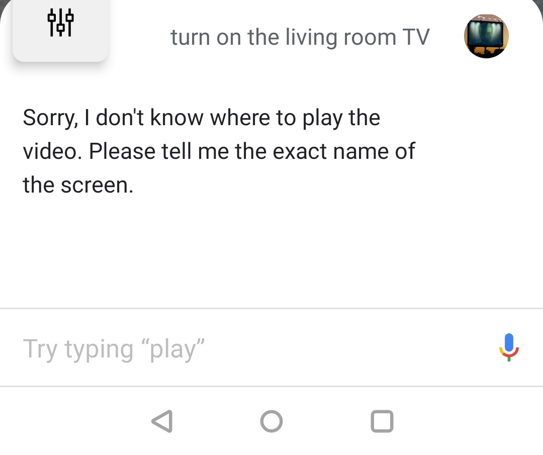 Turn off the living room TV works just fine. Where am I going wrong
