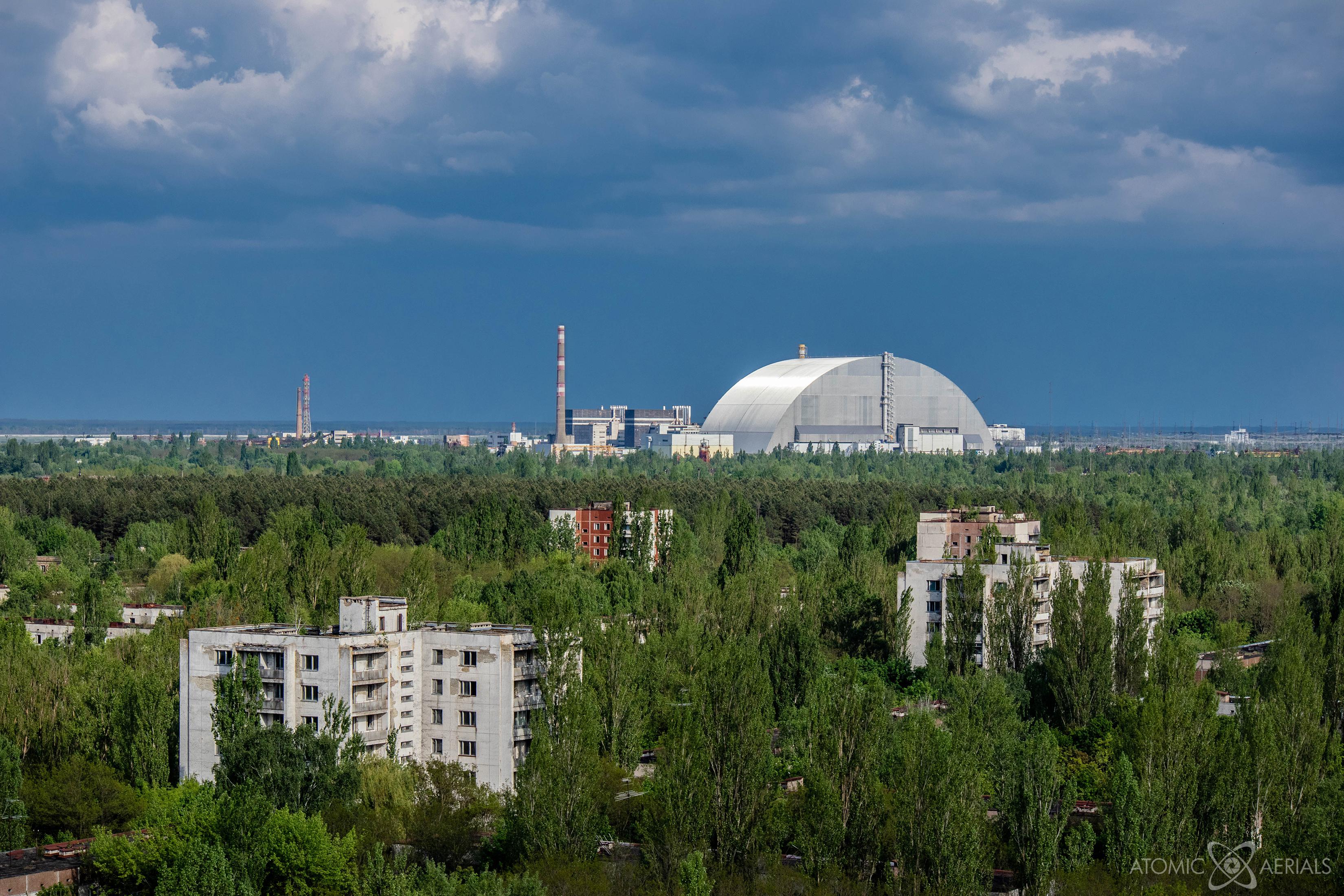 View of Chernobyl Nuclear Power Plant from the roof of the tallest ...