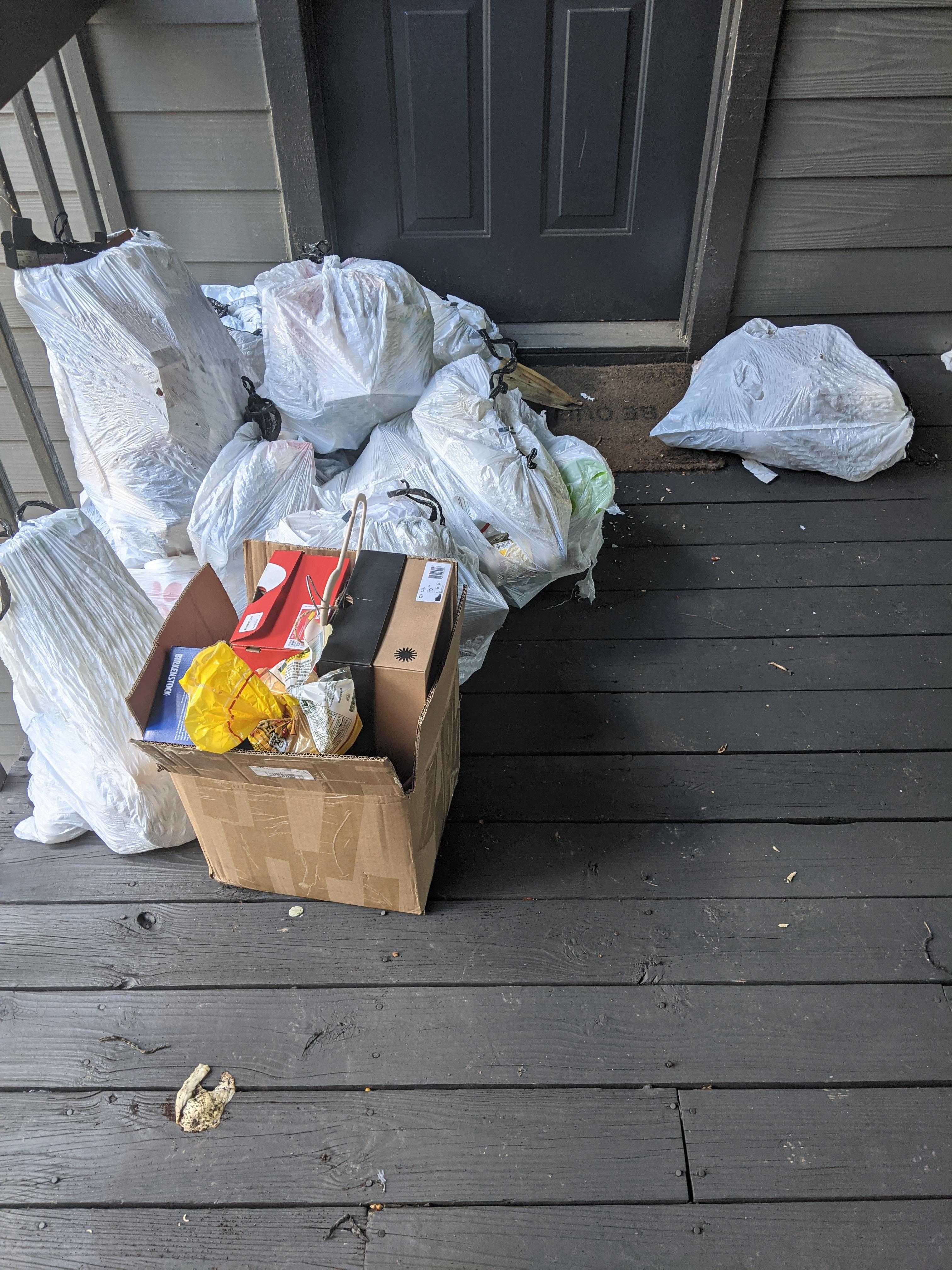 We have neighbor who won't use garbage cans for their trash valet