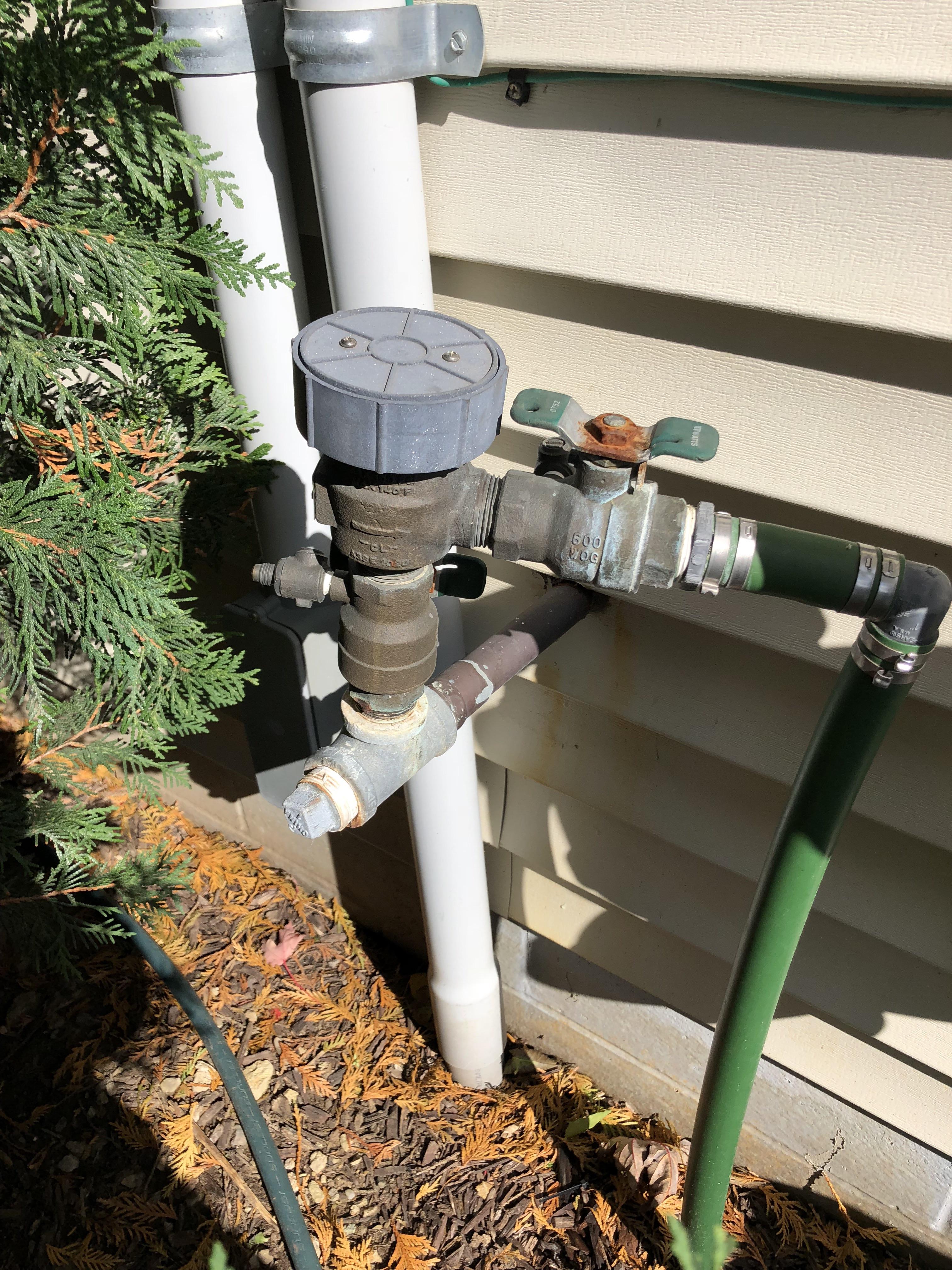 Weatherproofing sprinkler system. Where to connect compressor fitting ...