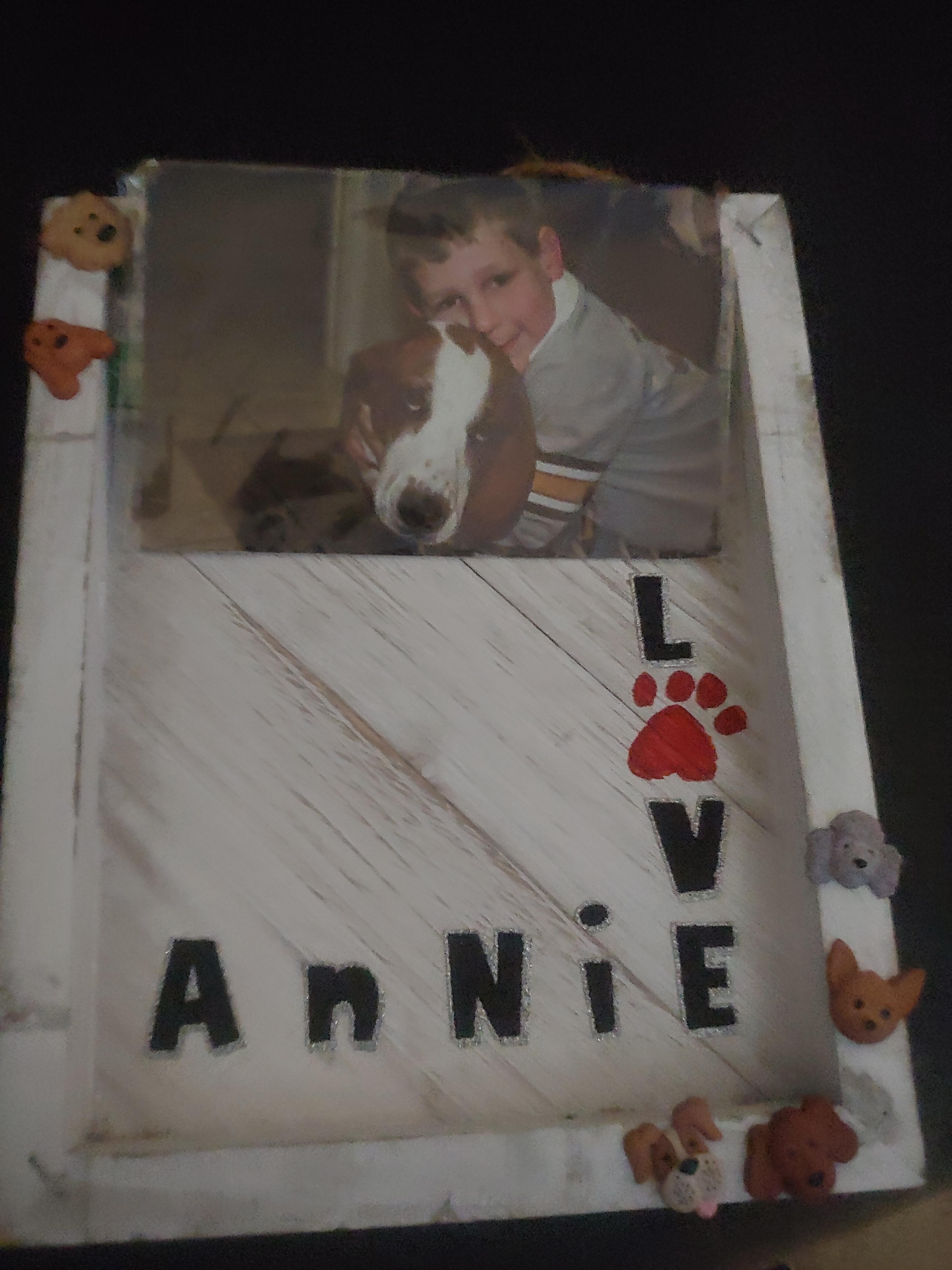 When my dog annie died my teacher made me this to put my favourite ...