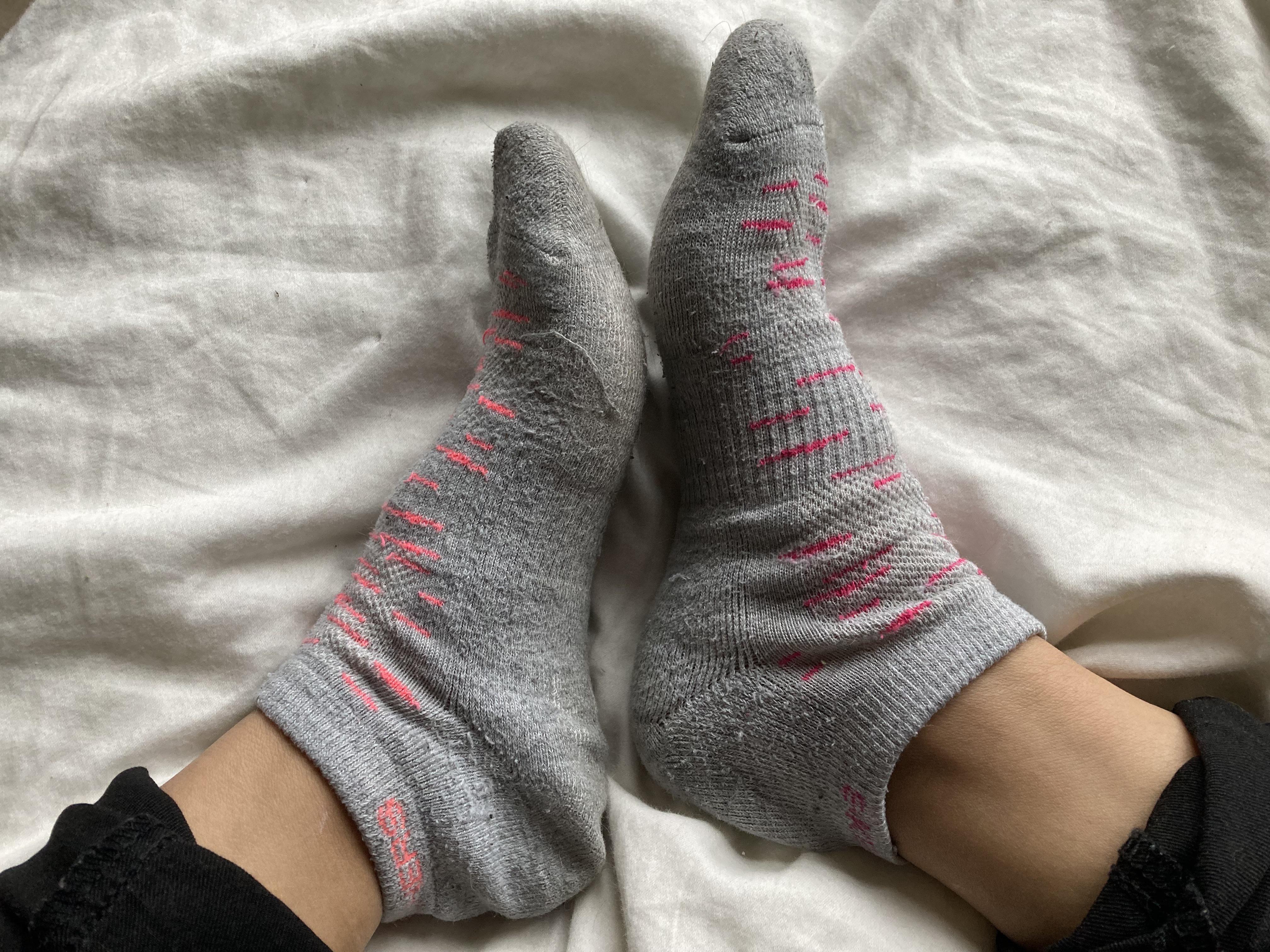 Worn Pink and Grey Socks | Scrolller