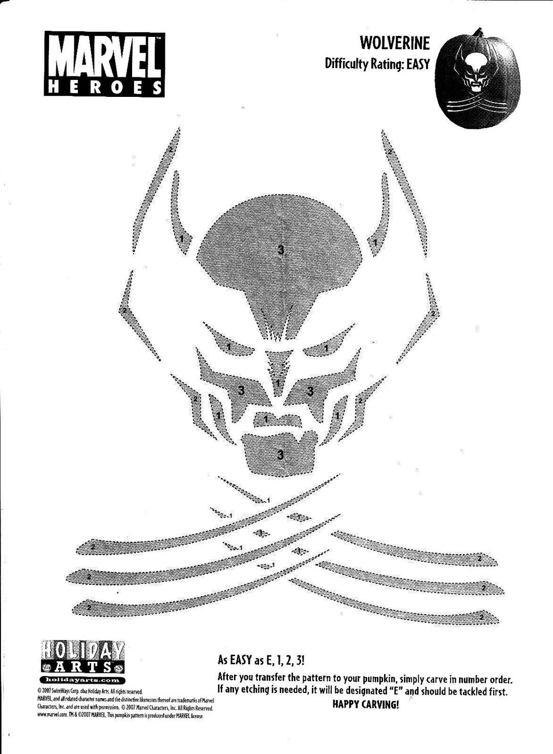 XMen Wolverine (Free Pumpkin Stencil Pumpkin Pattern Pumpkin