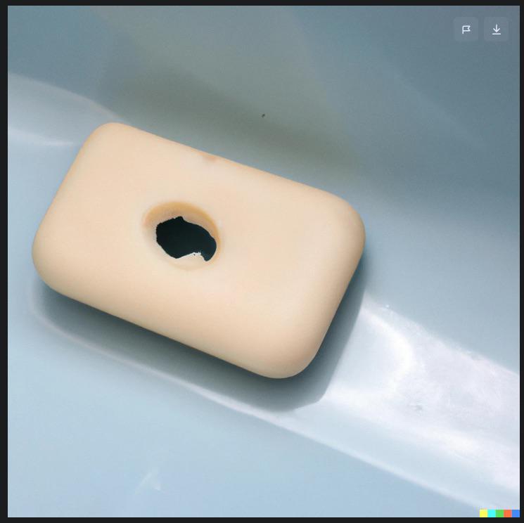 "A bar of soap with a suspicious looking hole through it" Scrolller