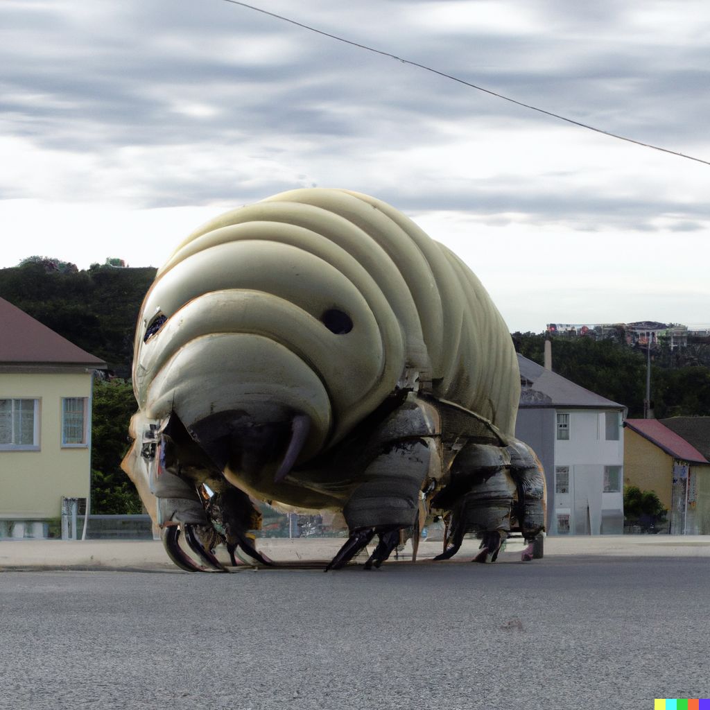 “A real world picture of a huge tardigrade walking on the street ...