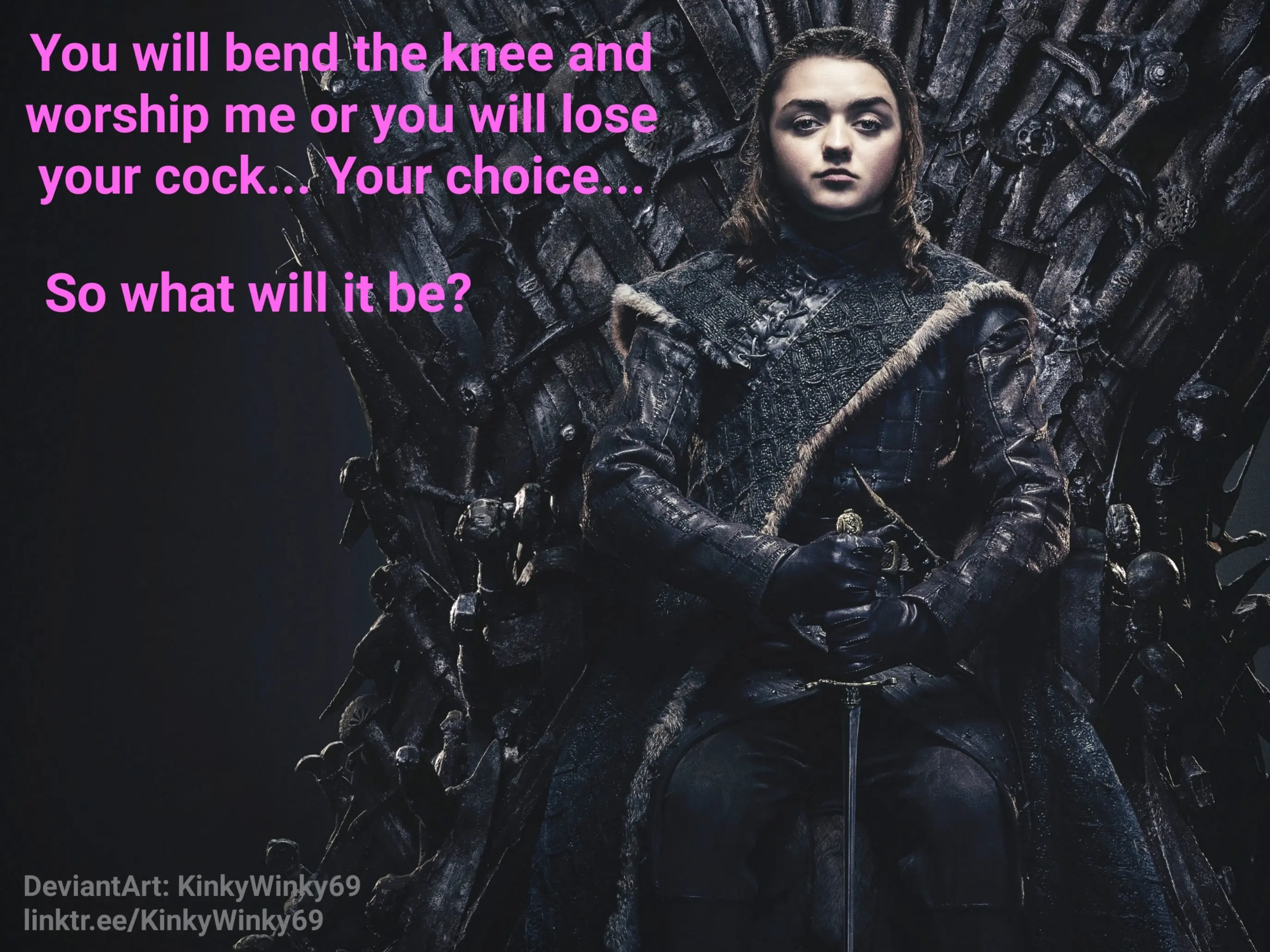 Arya Stark femdom caption