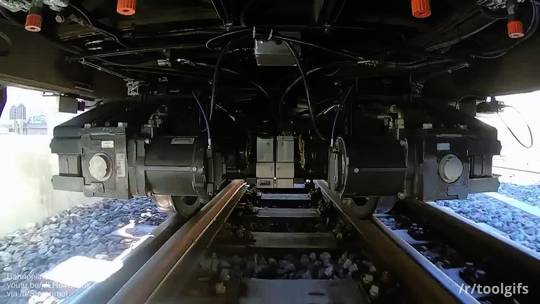 Automatic train track gauge change in seconds from 1m to 1.43m in ...