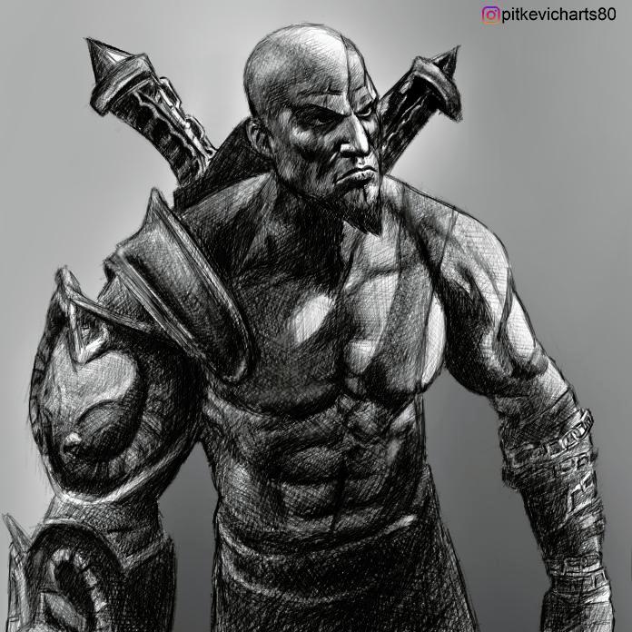 God of war Kratos drawing by AngeloJorissen on DeviantArt