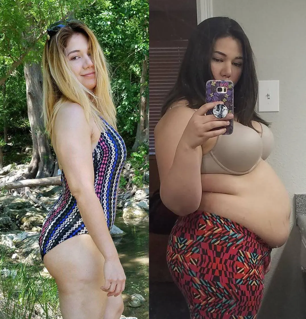 I was wearing a one-piece in the before pic, because I thought I was fat.