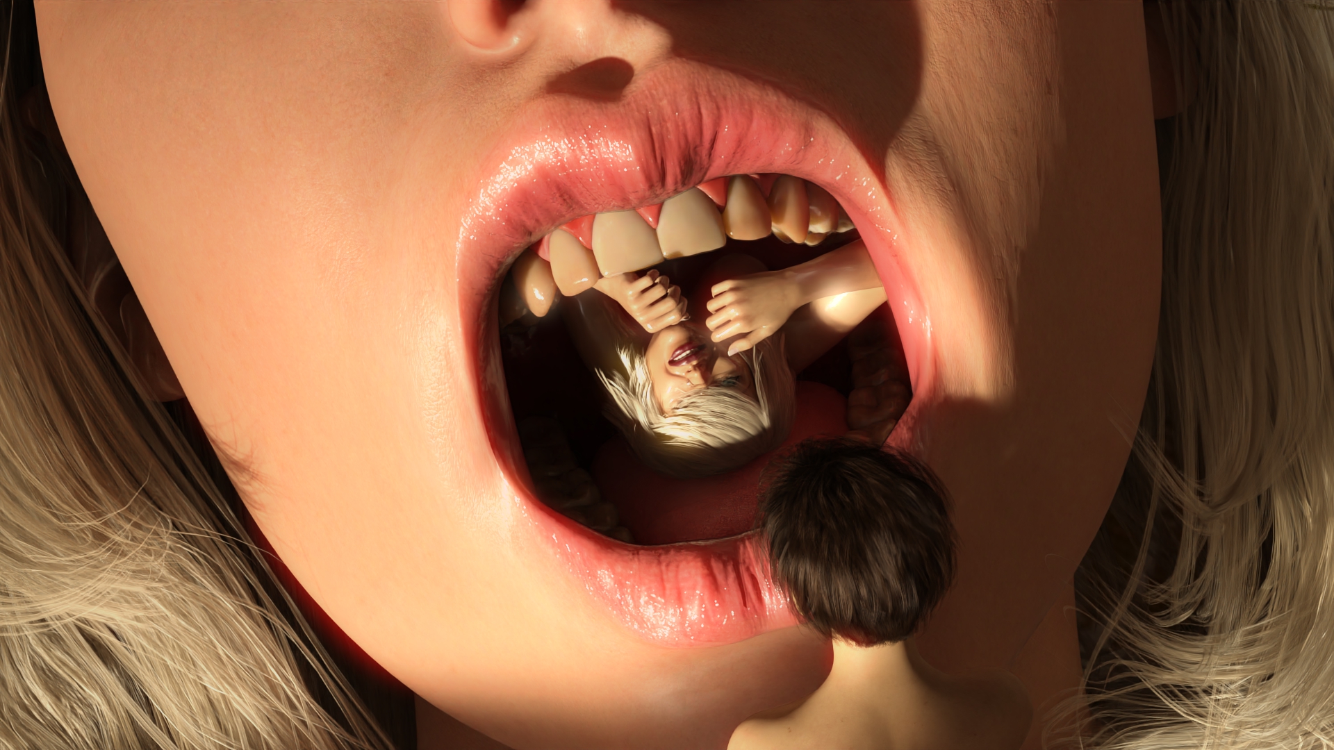 Giantess mouth vore
