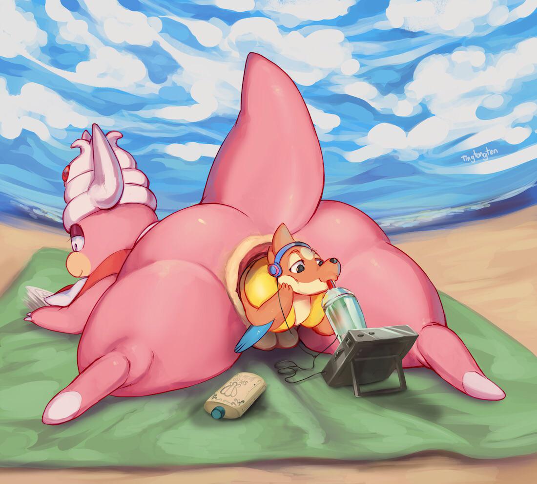A Pokemon relaxes in bliss