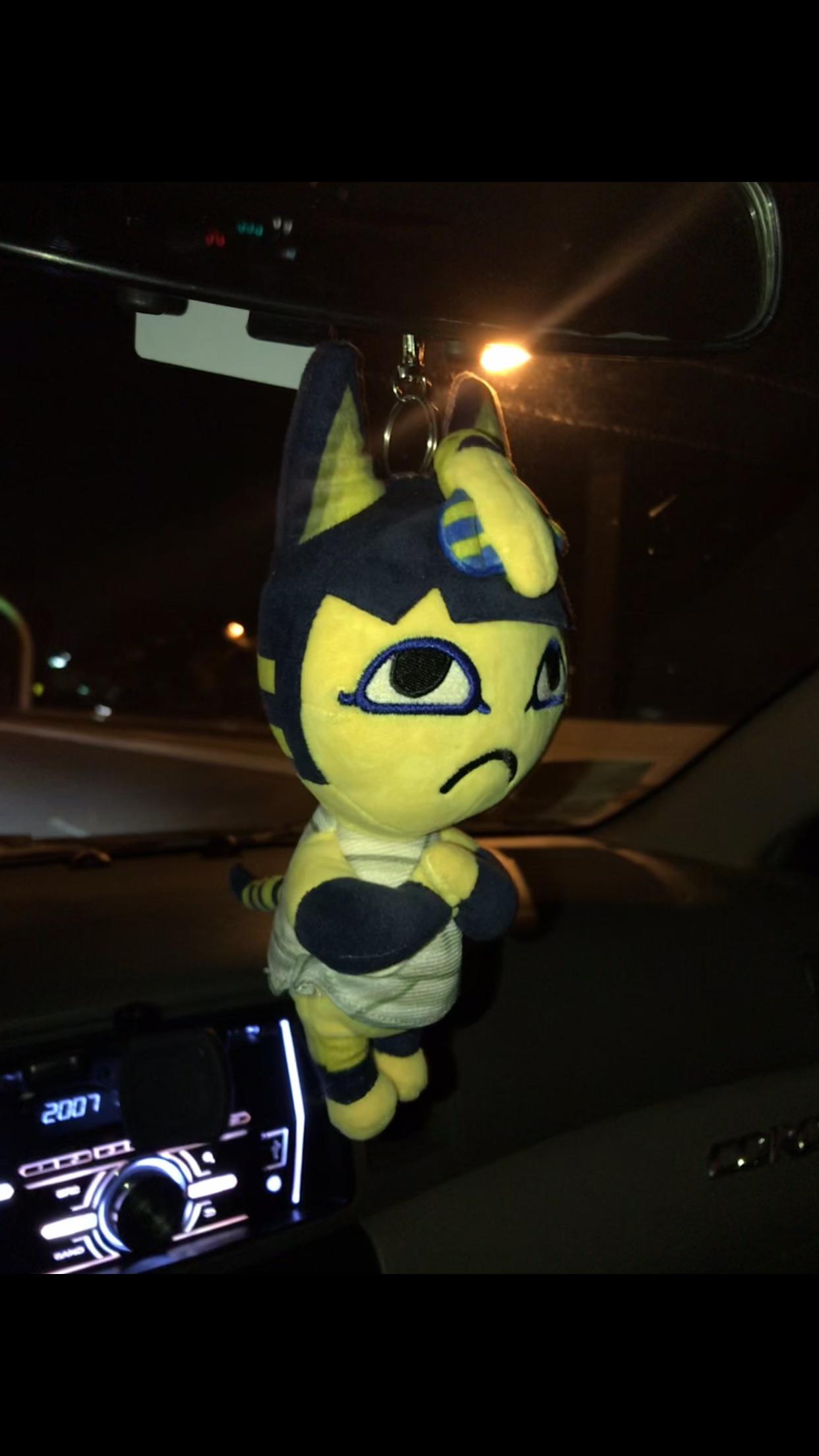 just got my ankha plush, i put a key ring on it so i could be able to hang  her up in the car 😎 | Scrolller