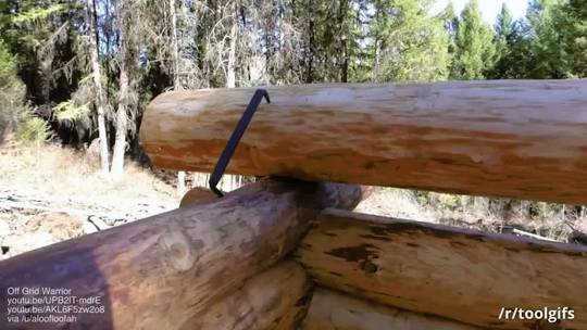 Log scribing tool used to achieve the tightest fit while building a log ...