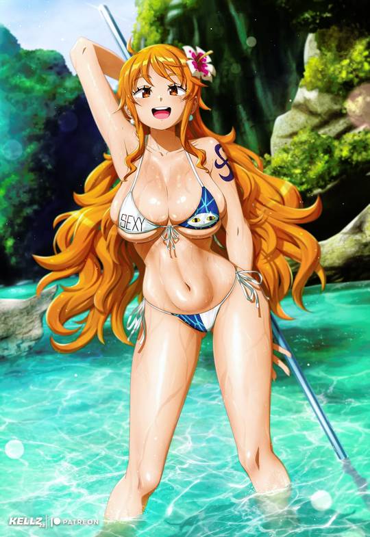 Wallpaper ID: 105896 / One Piece, Nami, Nefertari Vivi, anime, beach, bikini,  anime girls, happiness, lights free download