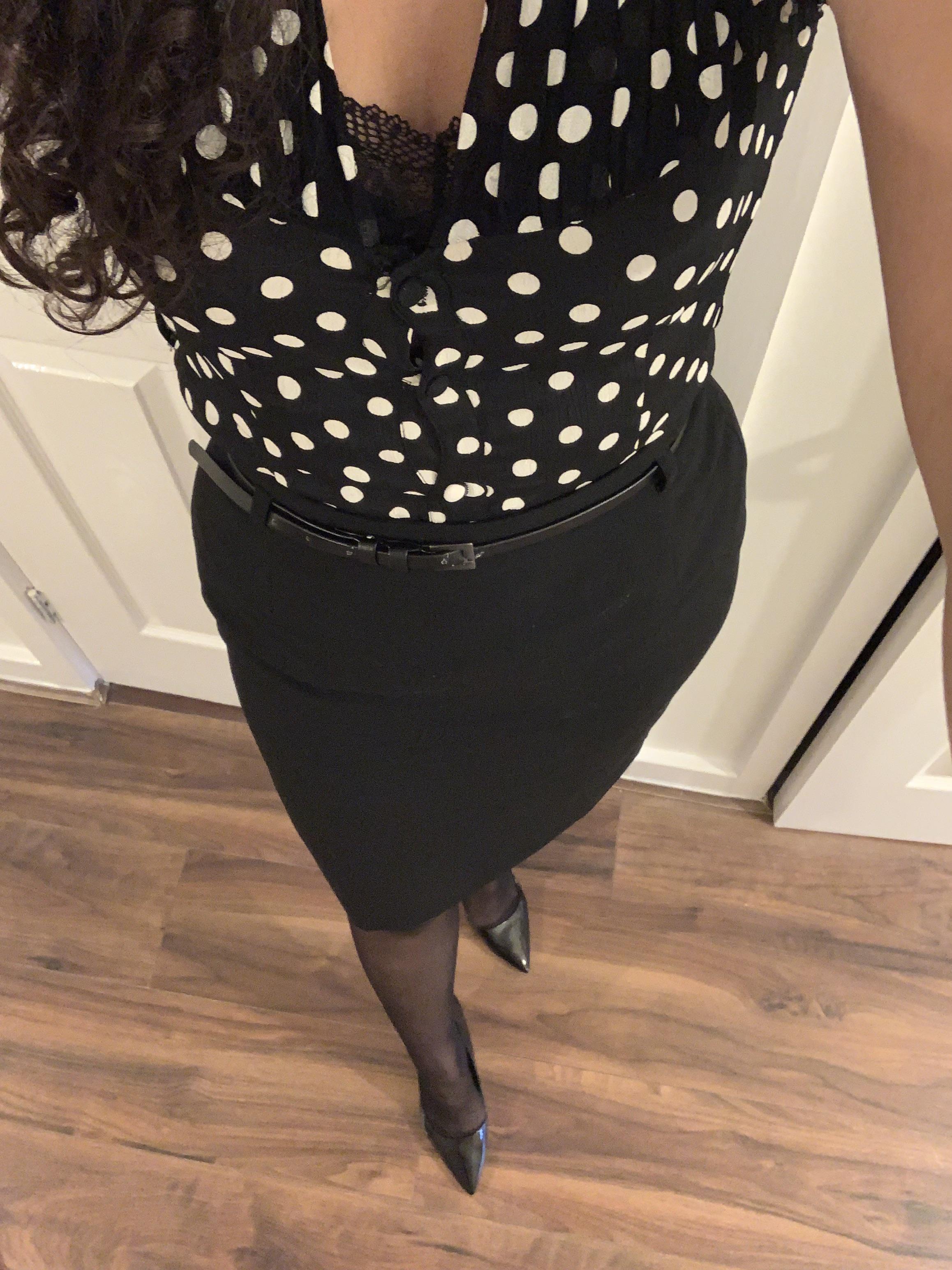 Office trouble what kind of nylons do you think I am wearing under my