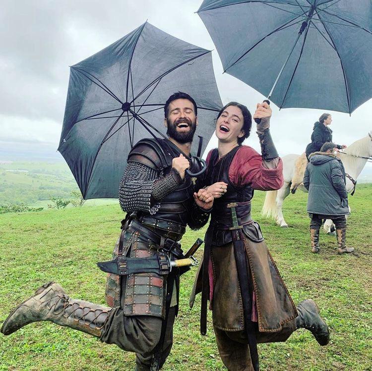 Posing with Mark Rowley onset of Last Kingdom Scrolller