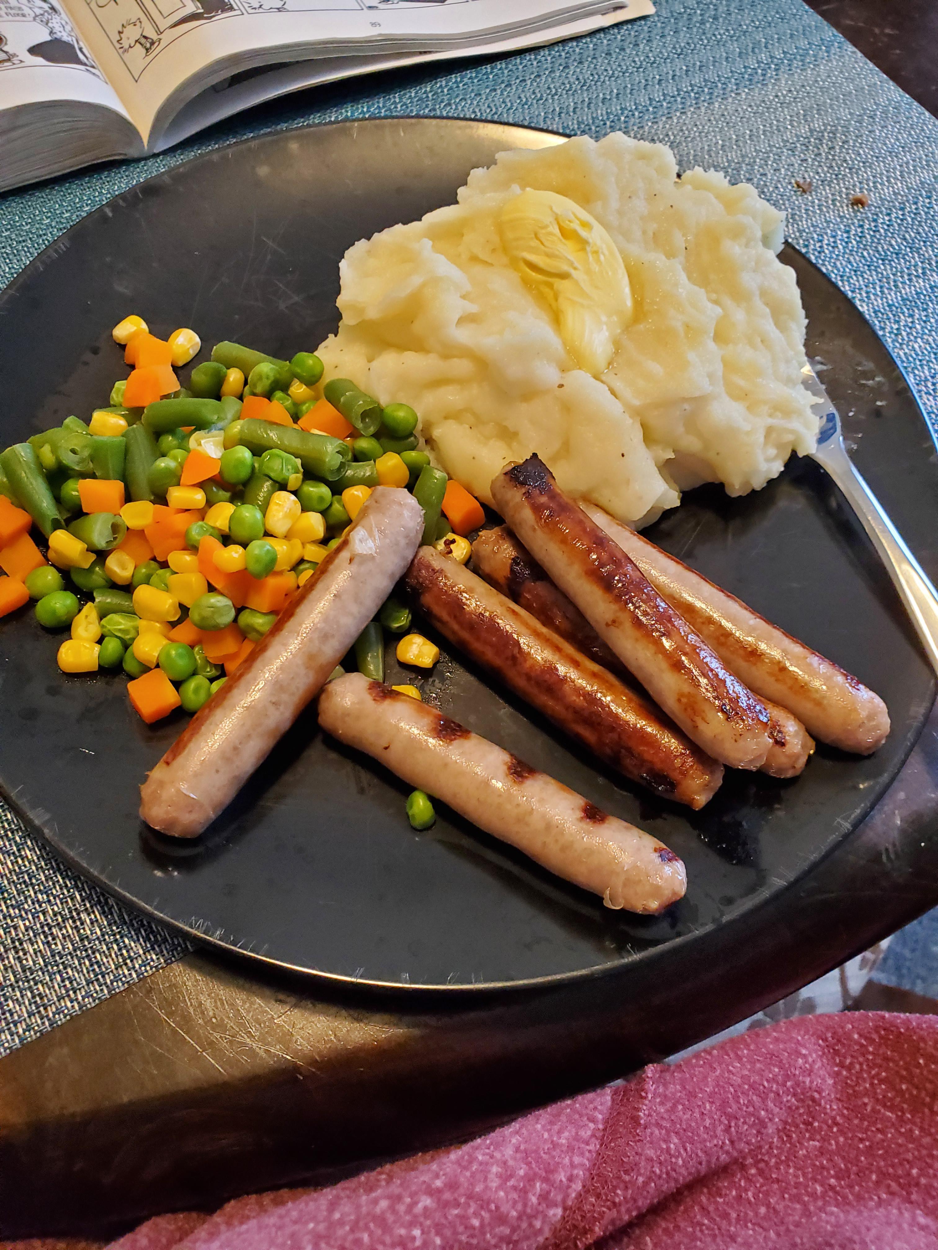 Sausages and mash. Scrolller