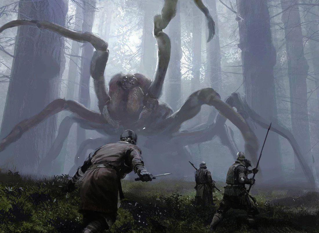 soldiers-vs-giant-spider-mtg-card-art-jaime-jones-scrolller