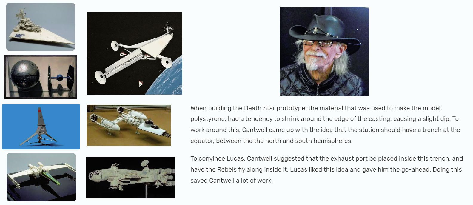 The 'Cantwellclass' Arrestor Cruiser references Colin Cantwell