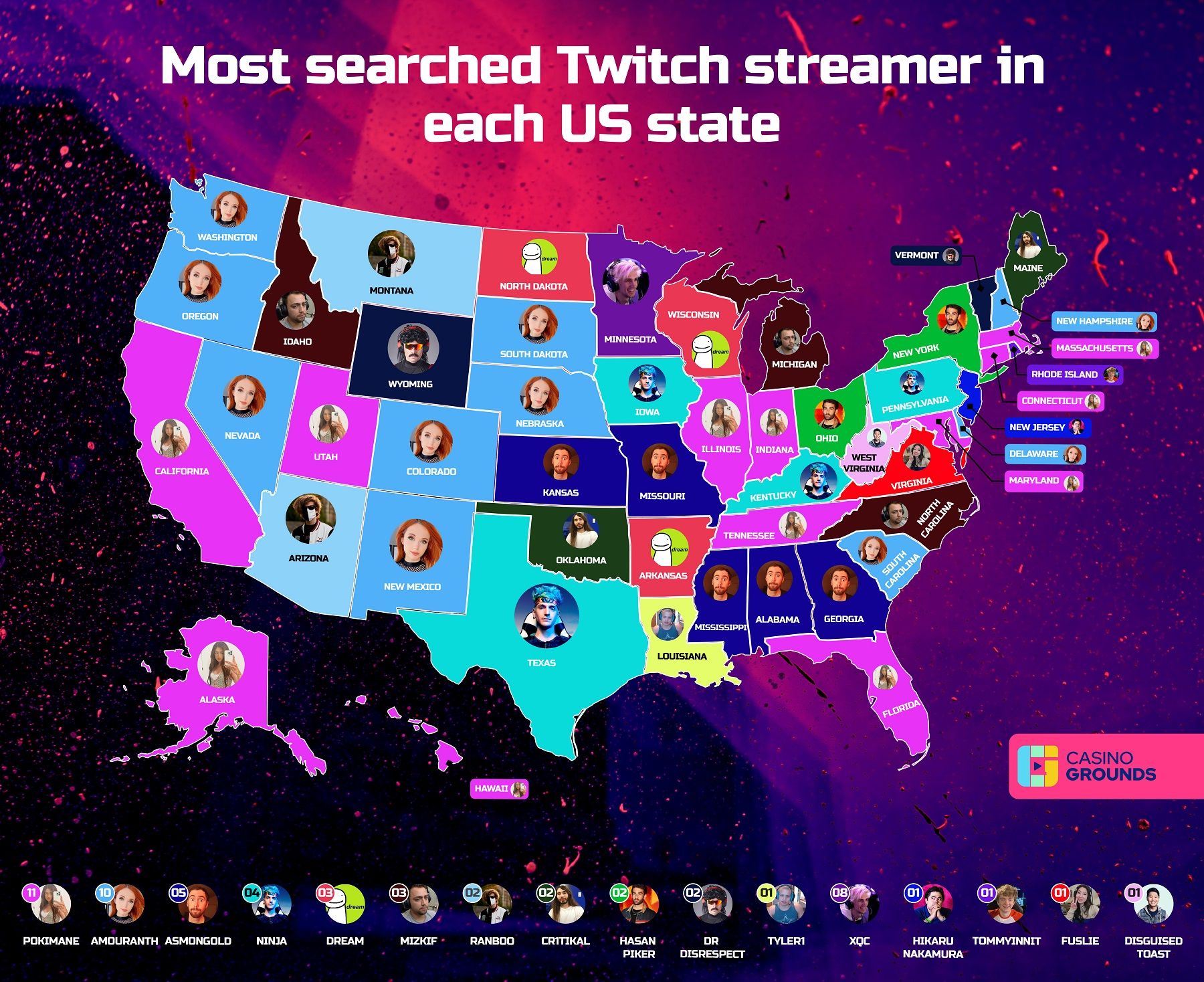 The most popular Twitch streamers in each state, according to Google