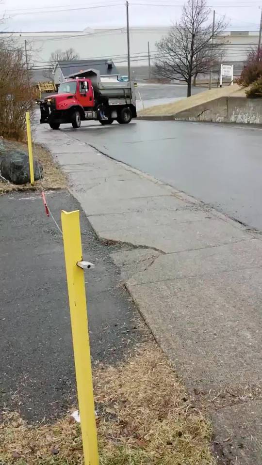 The road is so icy even the salt truck can't handle it Scrolller