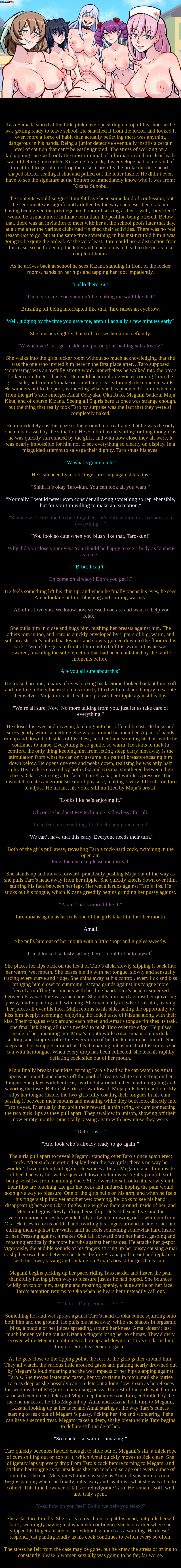 The YanSim Harem. [Request] [2200+ words] [Yandere Simulator] [harem] [5 girls] [nursing] [paizuri] [blowjob] [cunnilingus] [cum swap] [fingering] [cowgirl] [creampie]