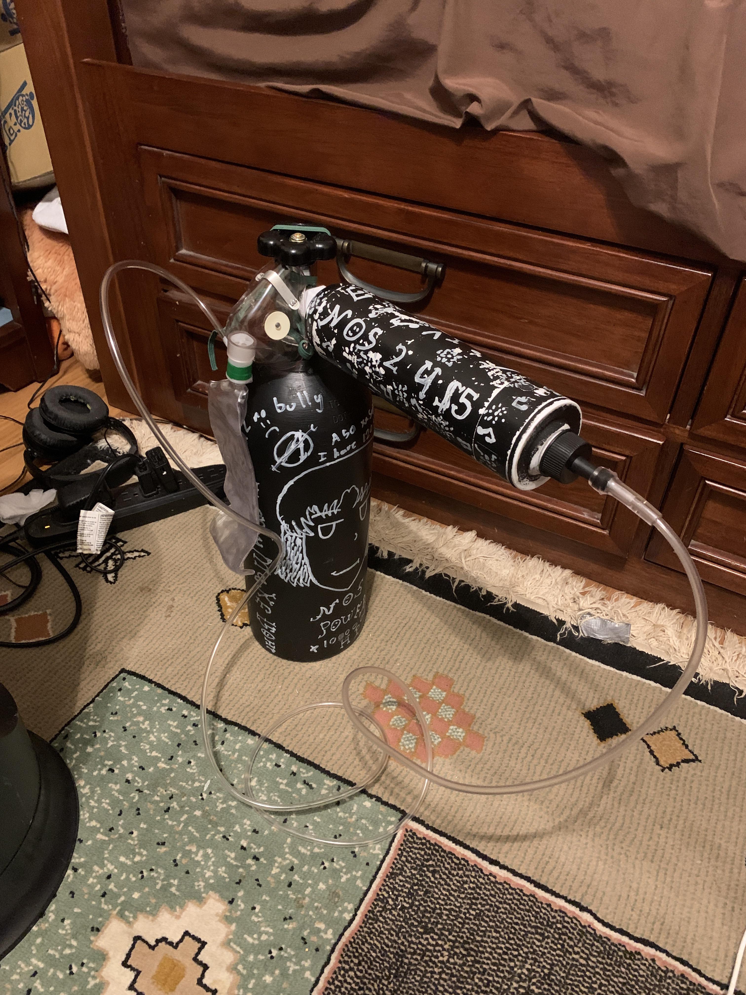 This is my Nos setup, I use medical grade N2O Scrolller