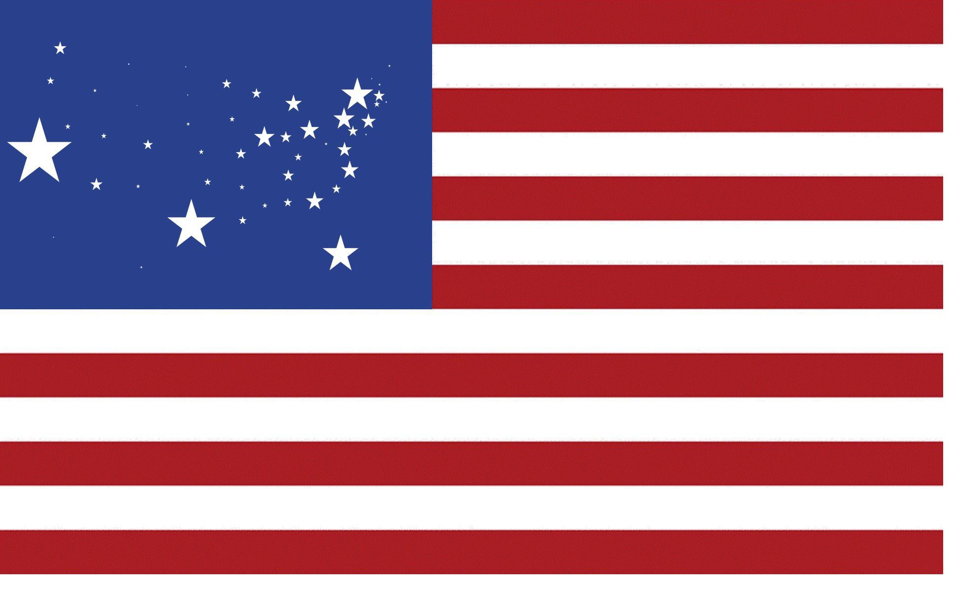 U.S. Flag but each star is scaled proportionally to their state’s