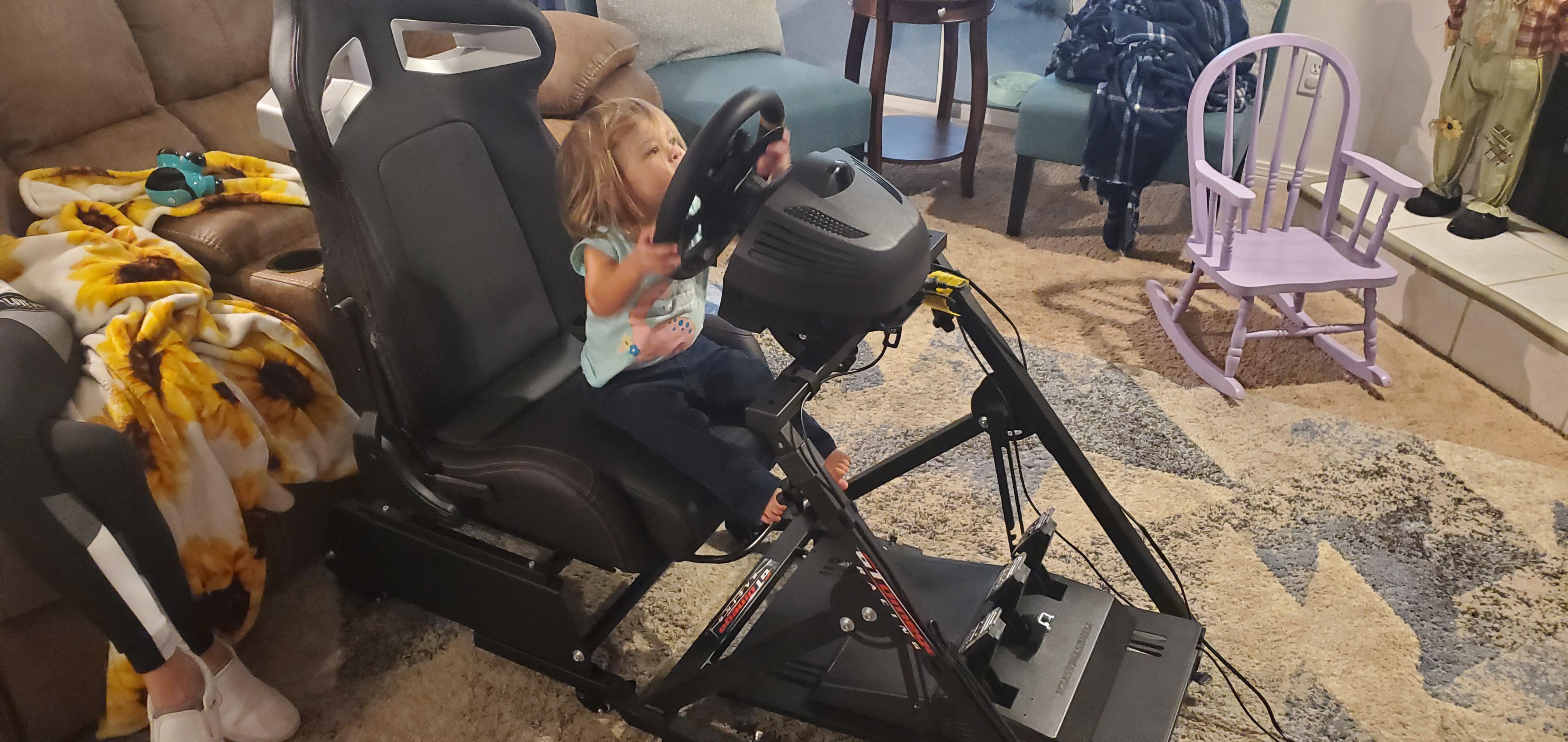Stroller Sim Racing Rig Used some of my old simracing stuff to make a portable rig for the wife ...