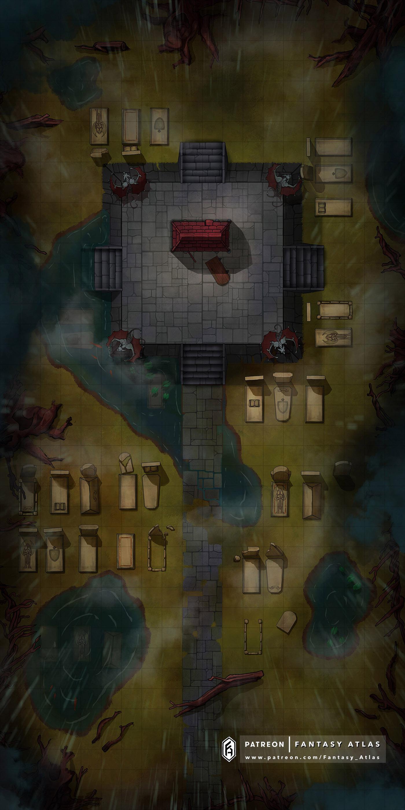 [1400x2800][20x40] Misty Graveyard [Battlemap] | Scrolller