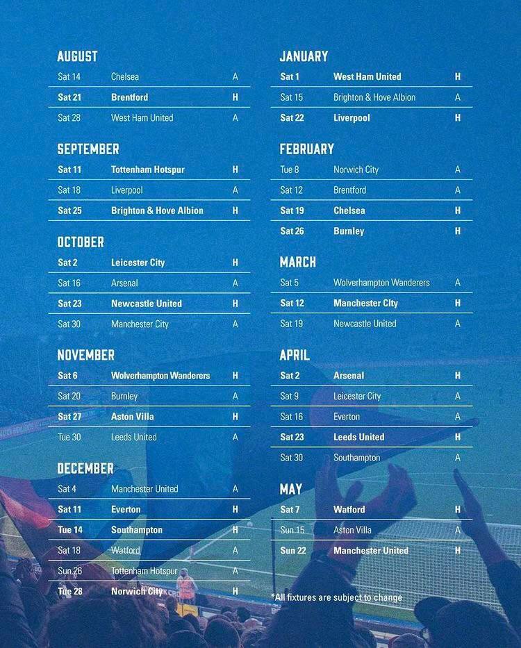 21/22 Crystal Palace fixtures. Scrolller