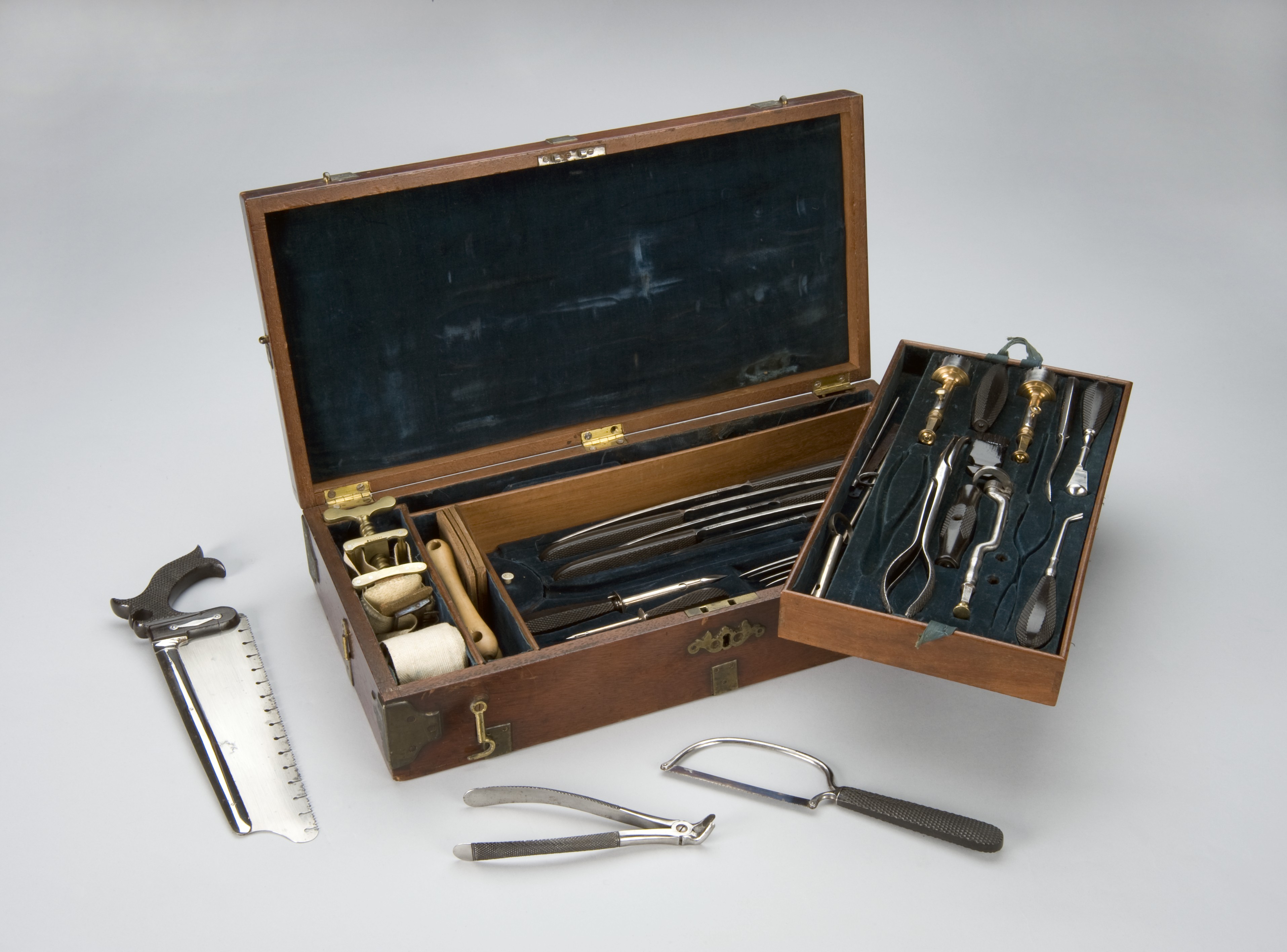 40-piece surgical instrument set including tools for amputation ...