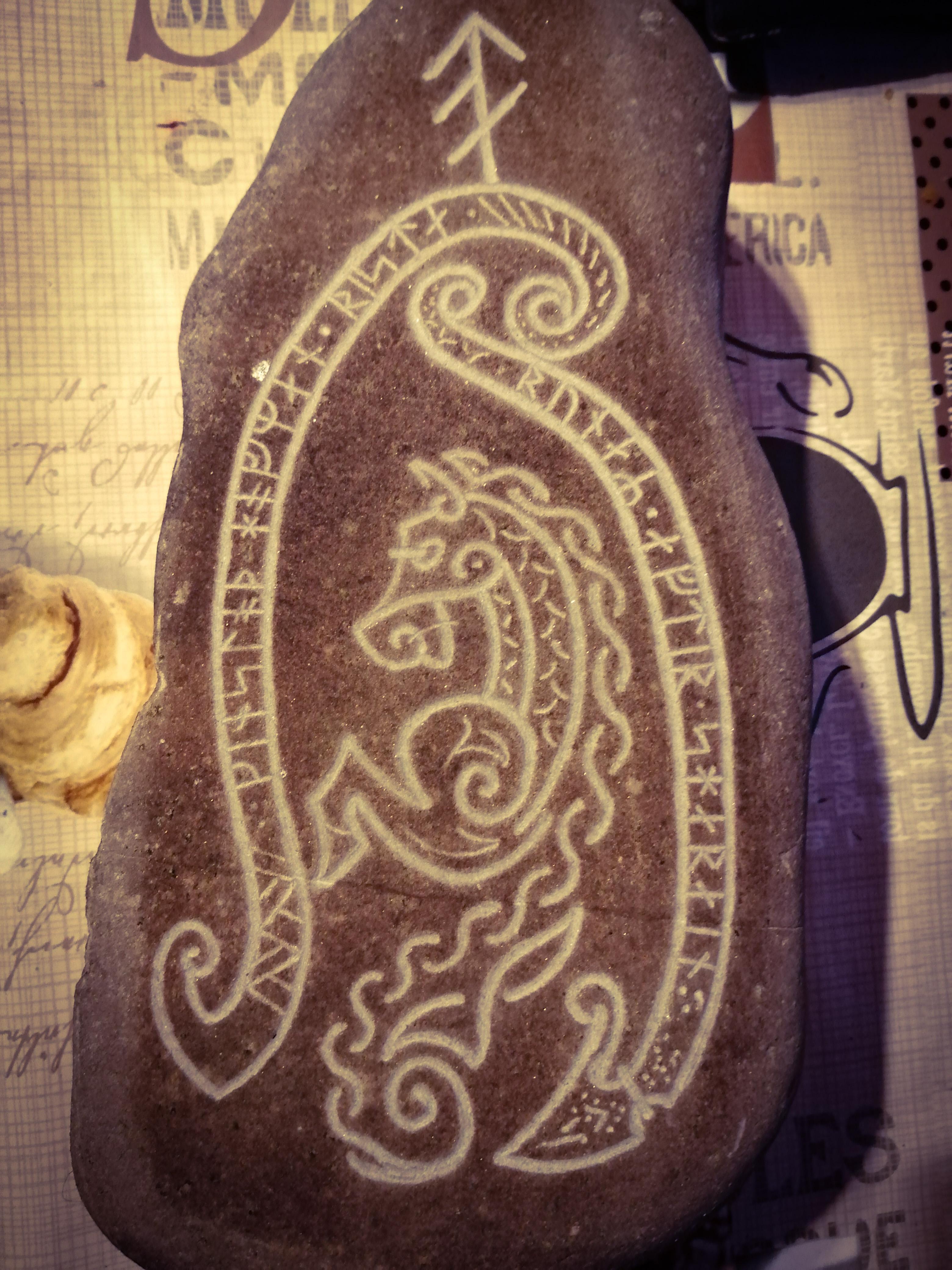 A runestone I made in memory of my mothers horse, that had accompanied ...
