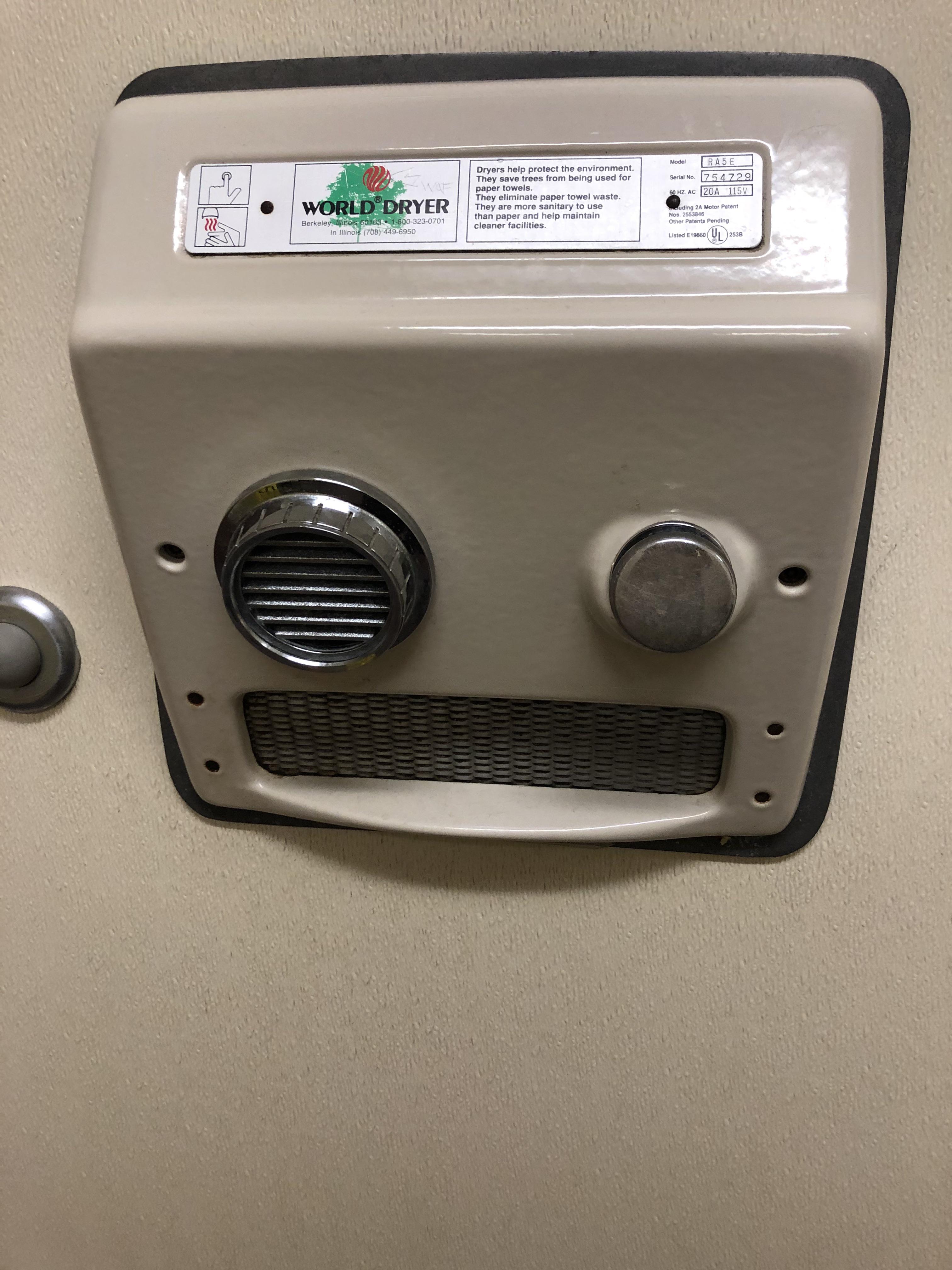 A World Dryer Model RA at Wendy’s in Bolingbrook, IL. No video, sorry ...