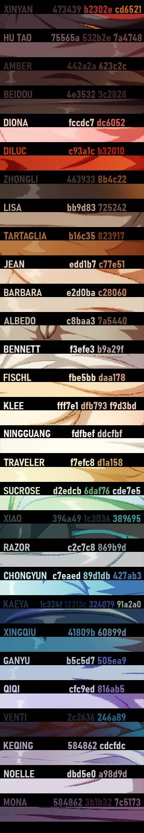 All character's hair colors w/ hex codes | Scrolller