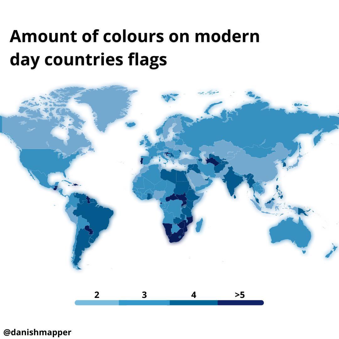 Amount of colours on modern day countries flags! | Scrolller
