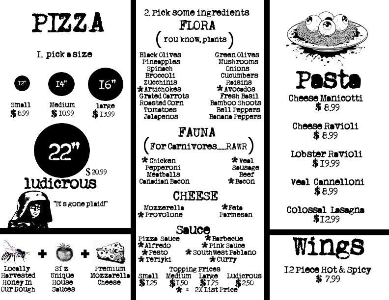 As seen on the menu from a local pizza joint Scrolller