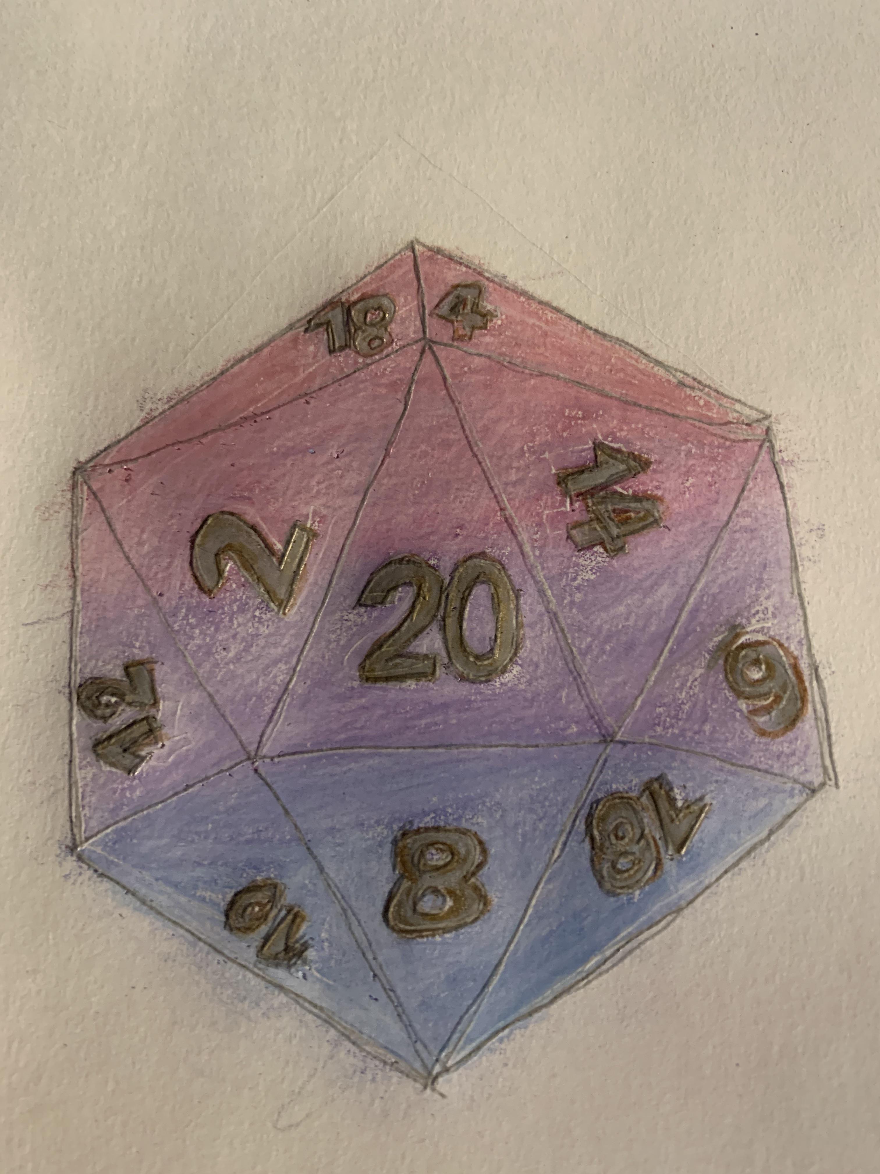 *Attempted* to draw a d20 😅 I play d&d with my daddy and he’s bi so I ...