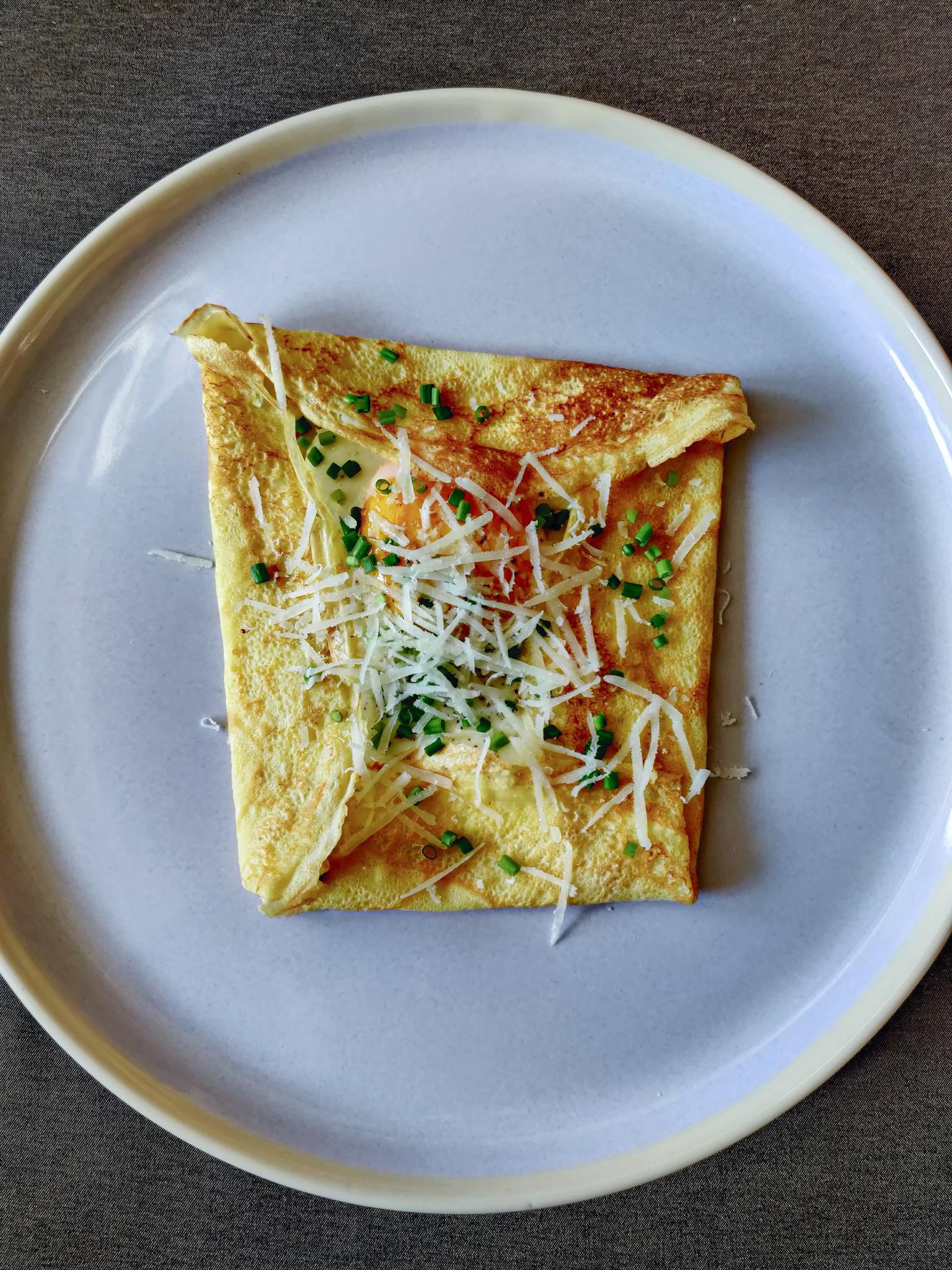 Breakfast crepe with egg and gruyere Scrolller
