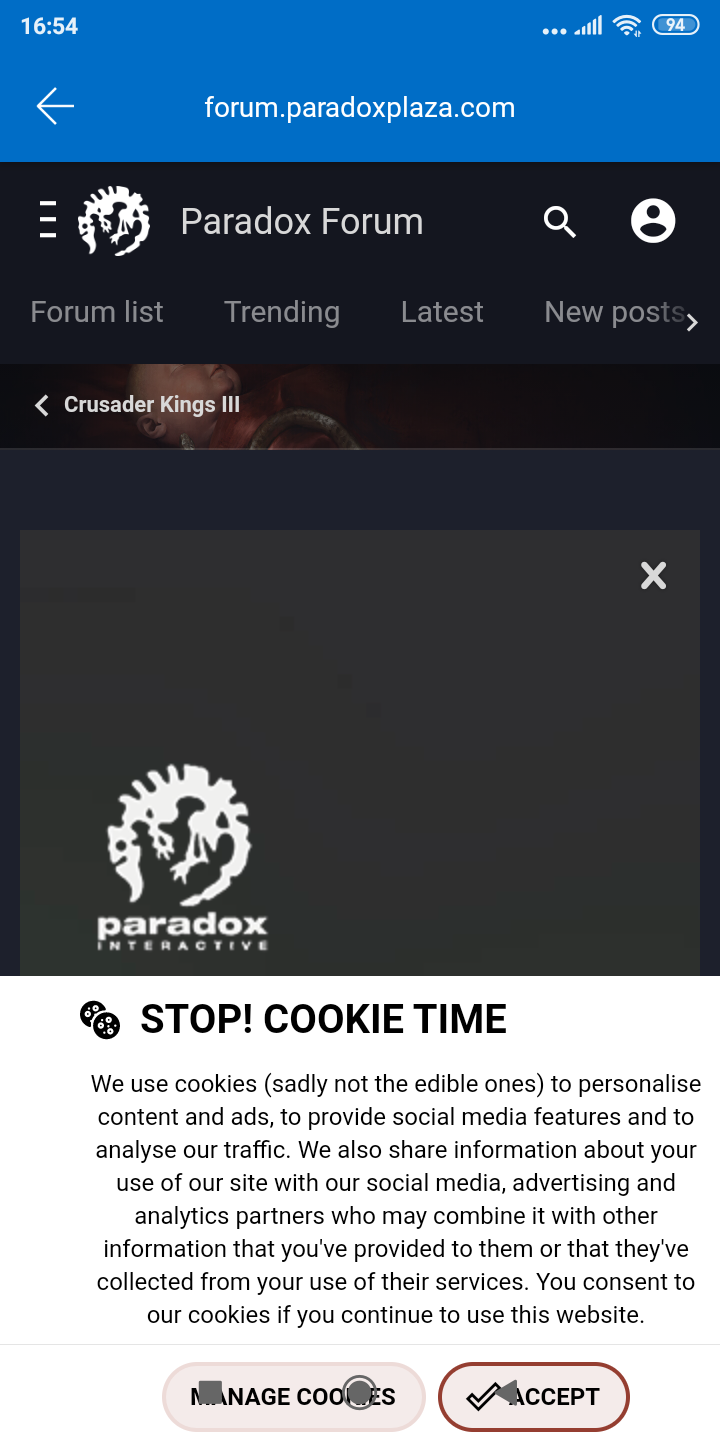 Cannot accept cookies, clicking accept takes me back from the web page ...